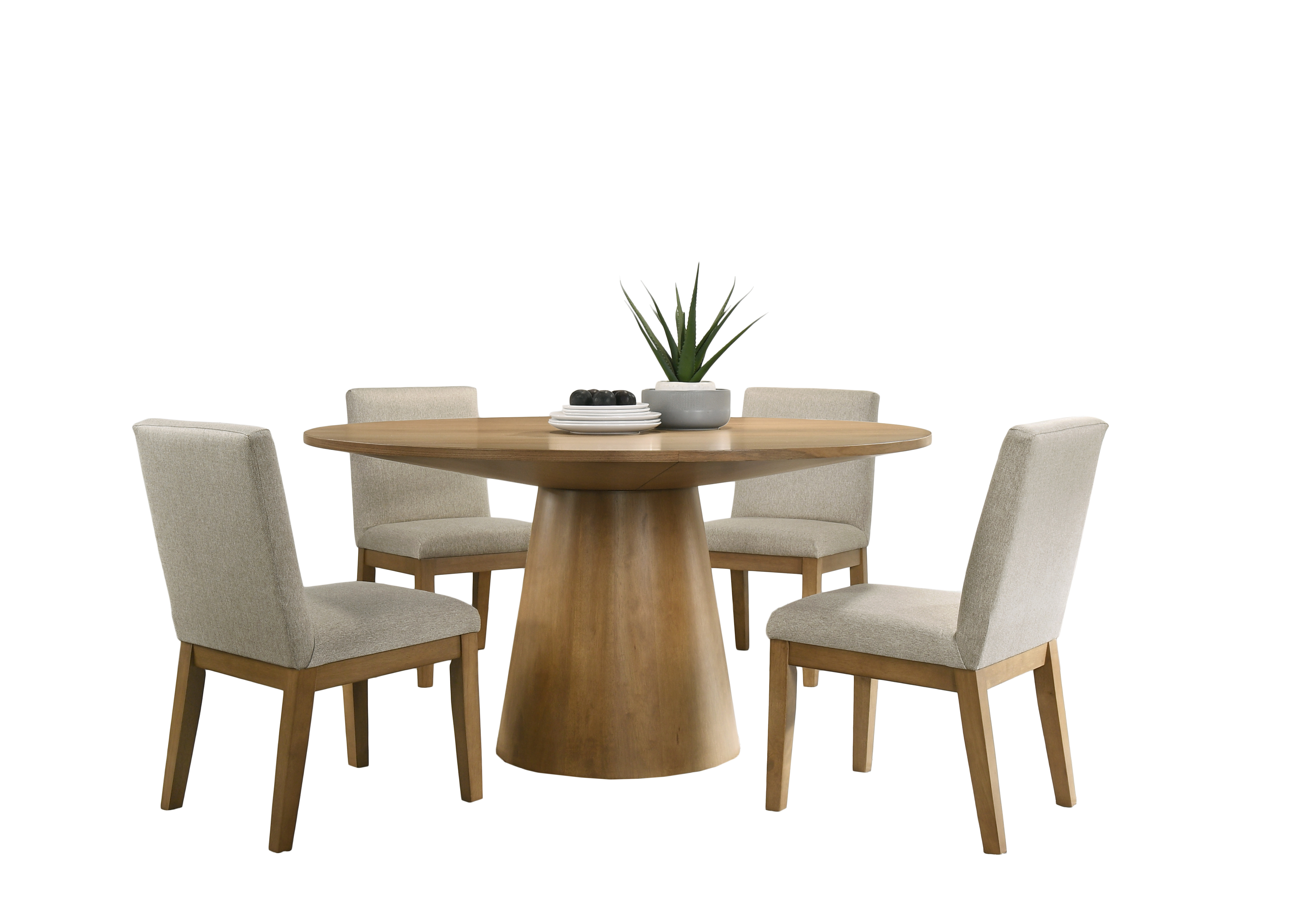 Lilola Home Jasper Driftwood Beige 59 Inch 5pc Round Dining Room Set