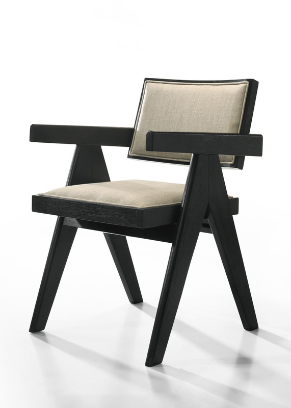 2 Lilola Home Jasper Ebony Black Beige Dining Arm Chairs