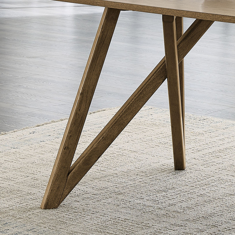 Lilola Home Darla Walnut Oak Rectangular Cross Base Dining Table