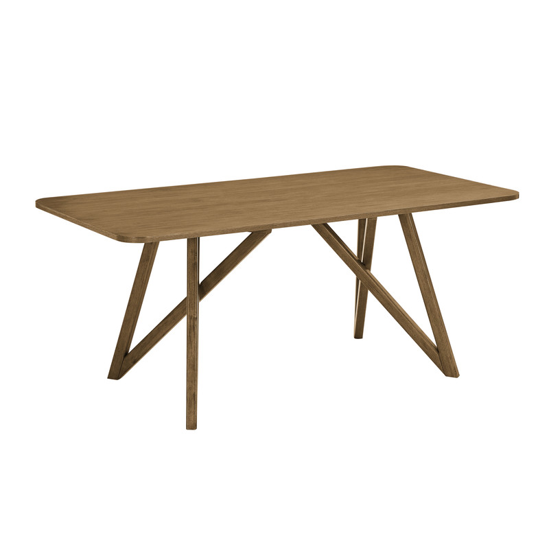 Lilola Home Darla Walnut Oak Rectangular Cross Base Dining Table