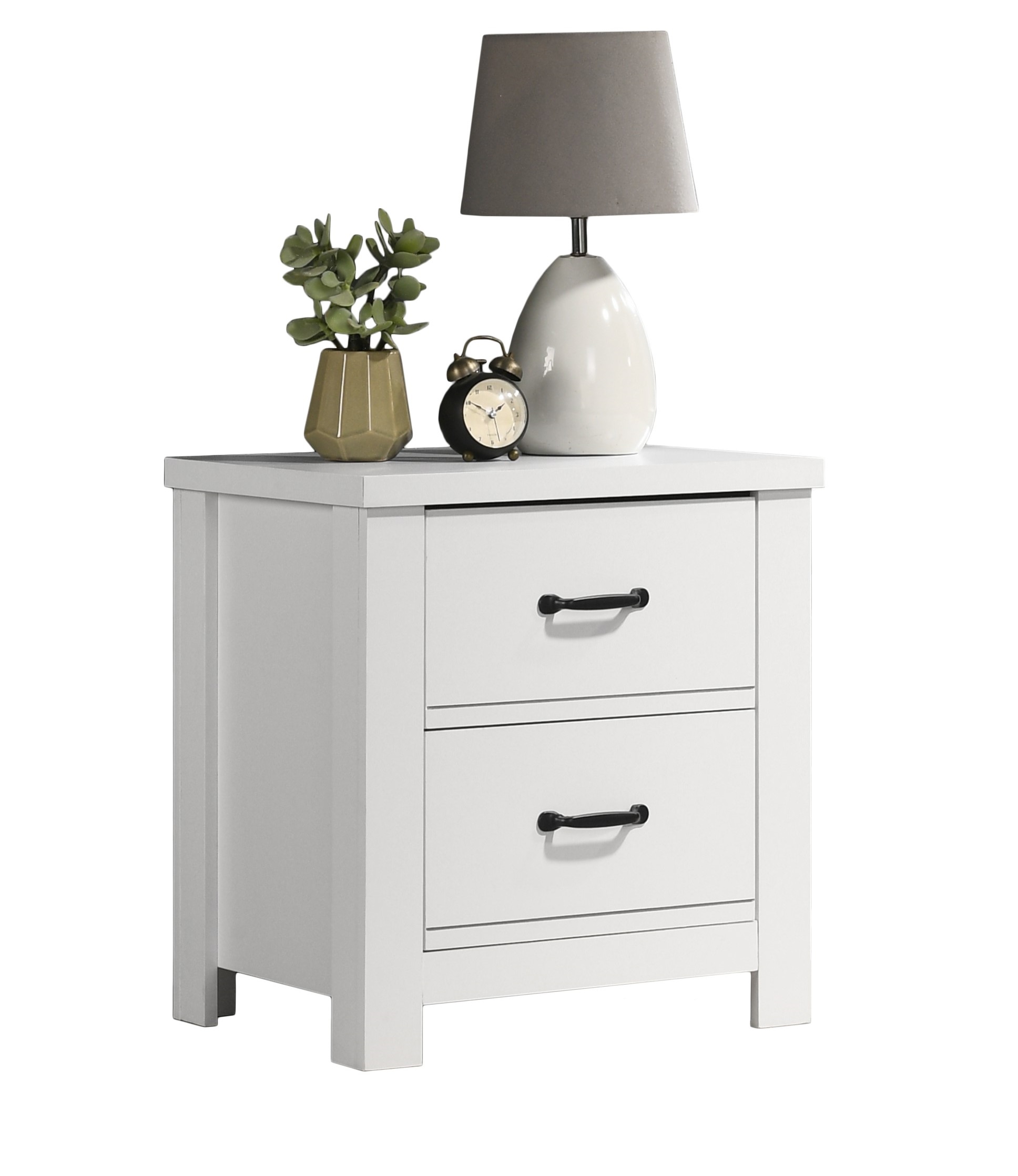 Lilola Home Cassini White 2 Drawers Nightstand Bedside Table