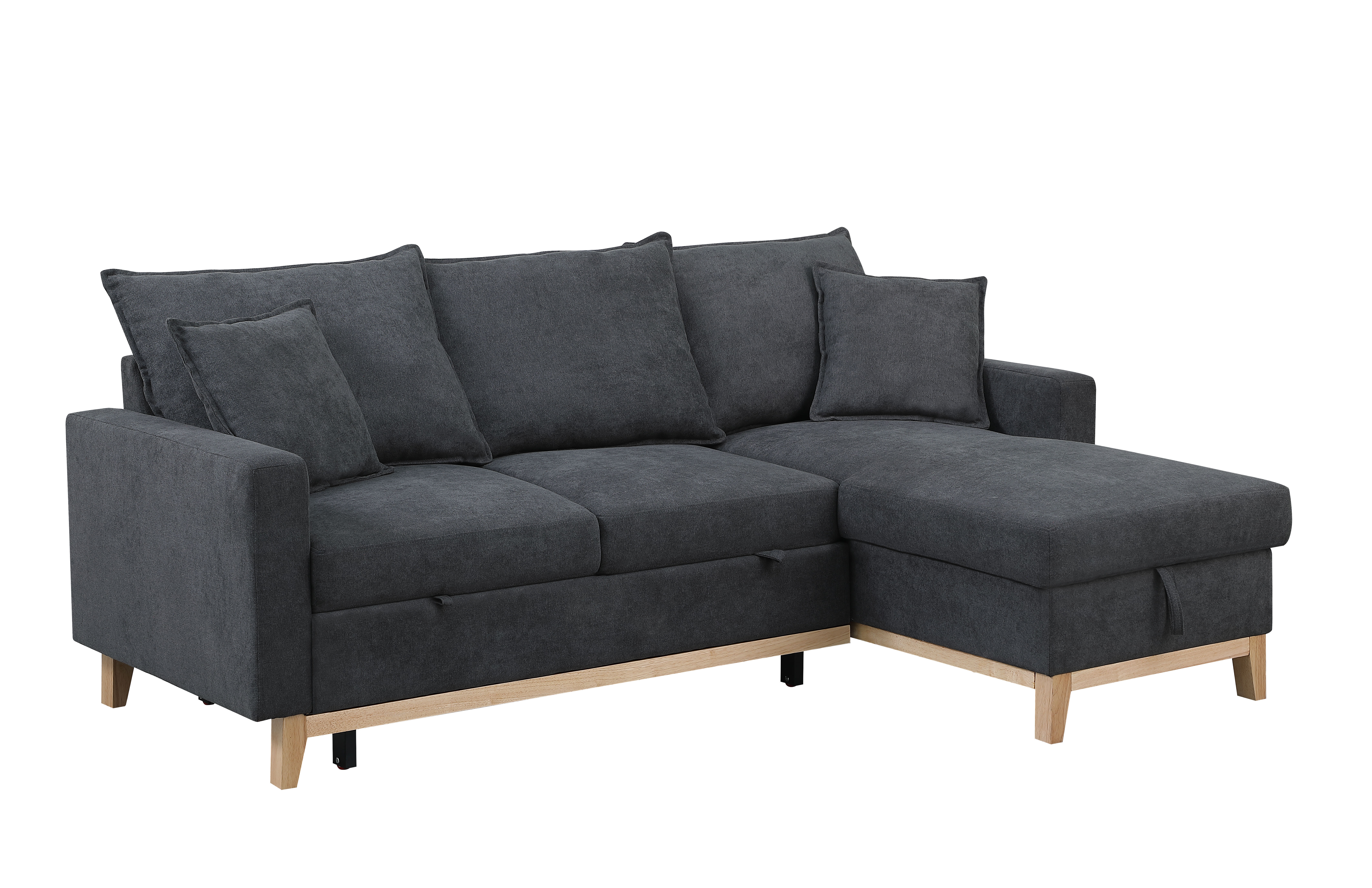 Lilola Home Colton Dark Gray Woven Sectional with Storage Chaise