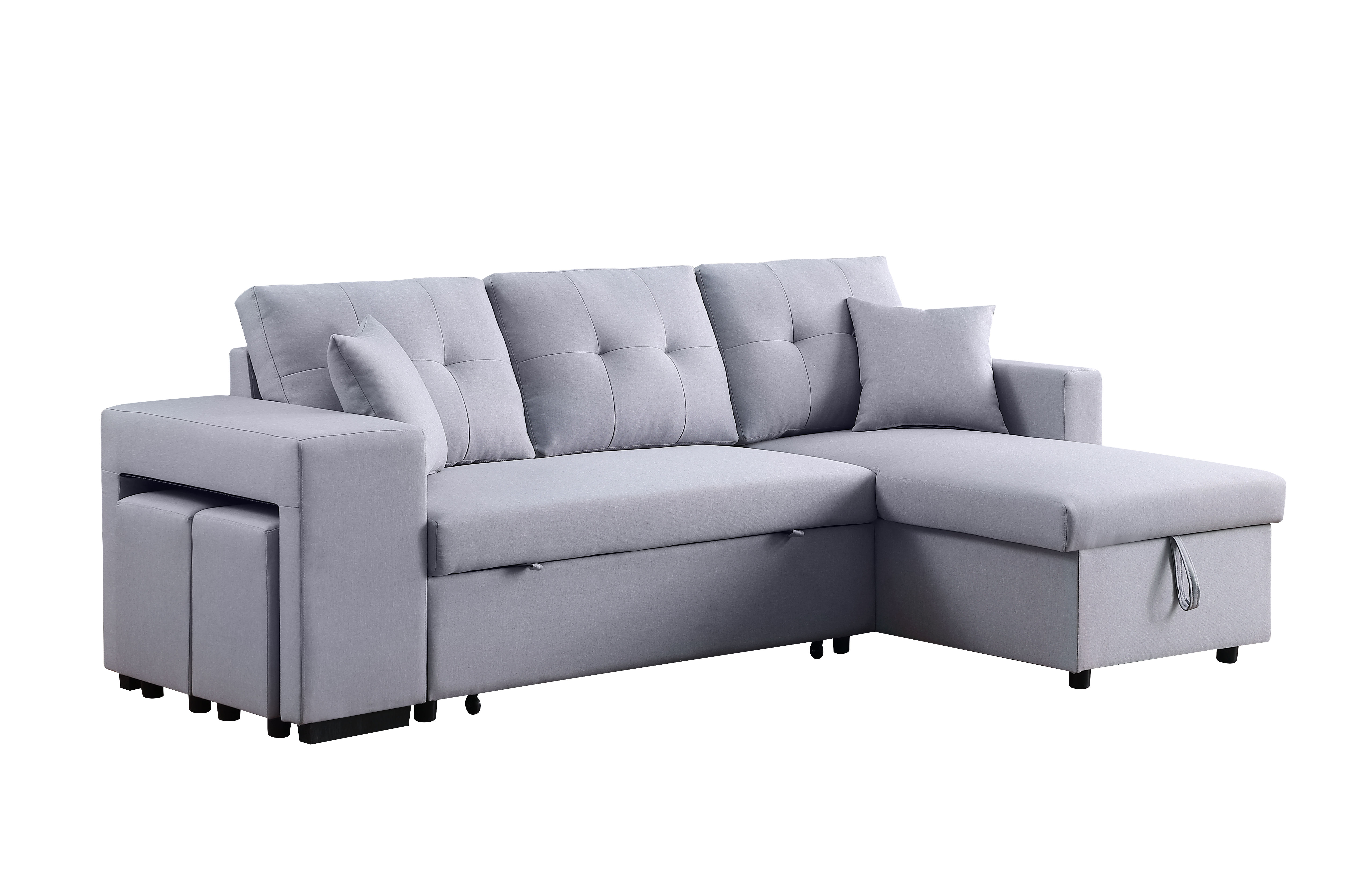 Lilola Home Dennis Light Gray Reversible Sleeper Sectional