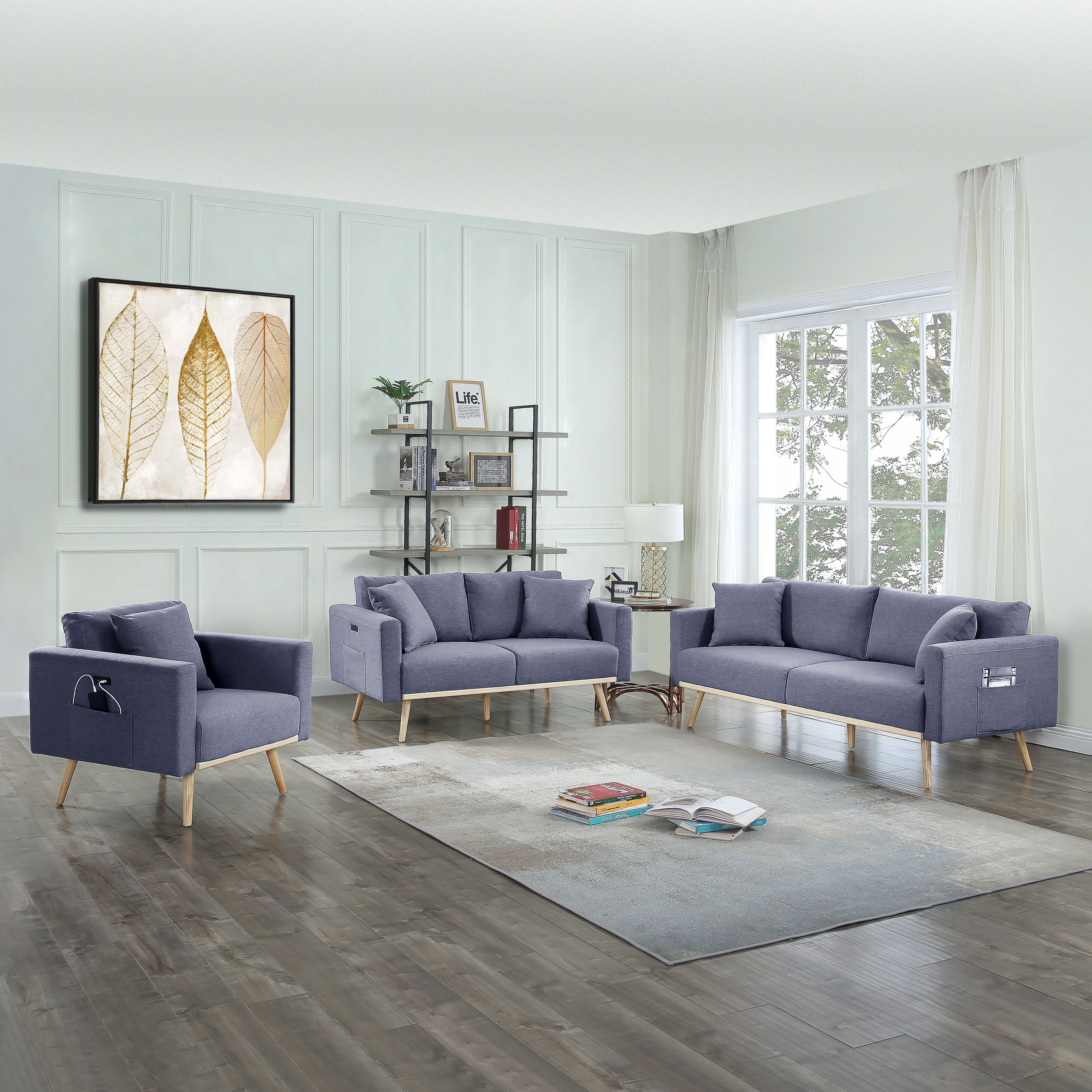 Lilola Home Easton Dark Gray 3pc Living Room Set