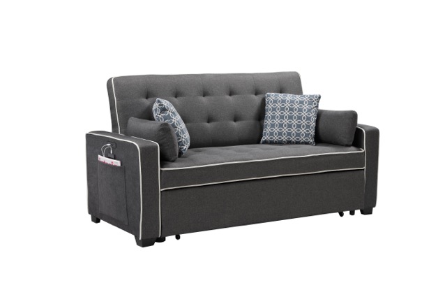 Lilola Home Cody Gray Fabric Sleeper Sofa with Pillows