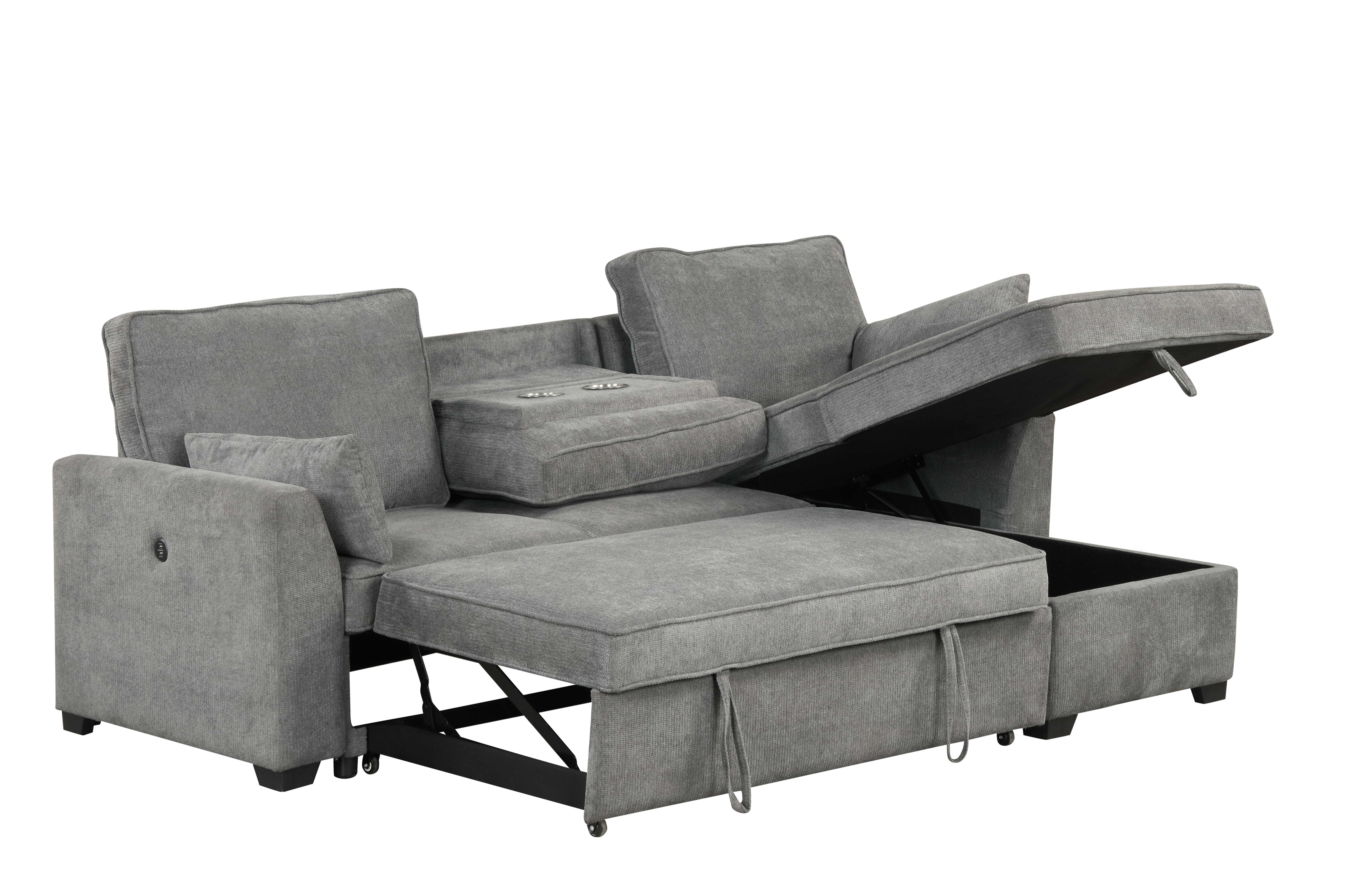 Lilola Home Ember Gray Sleeper Sectional with Reversible Storage Chaise LILO-87718 Lilola Home Ember Gray Sleeper Sectional with Reversible Storage Chaise LILO-87718