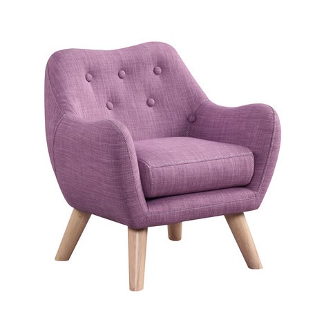 Lilola Home Fenix Pink Linen Kids Chair with Button Tufted Back