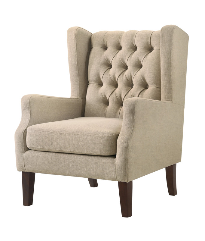 Lilola Home Irwin Beige Linen Button Tufted Wingback Chair