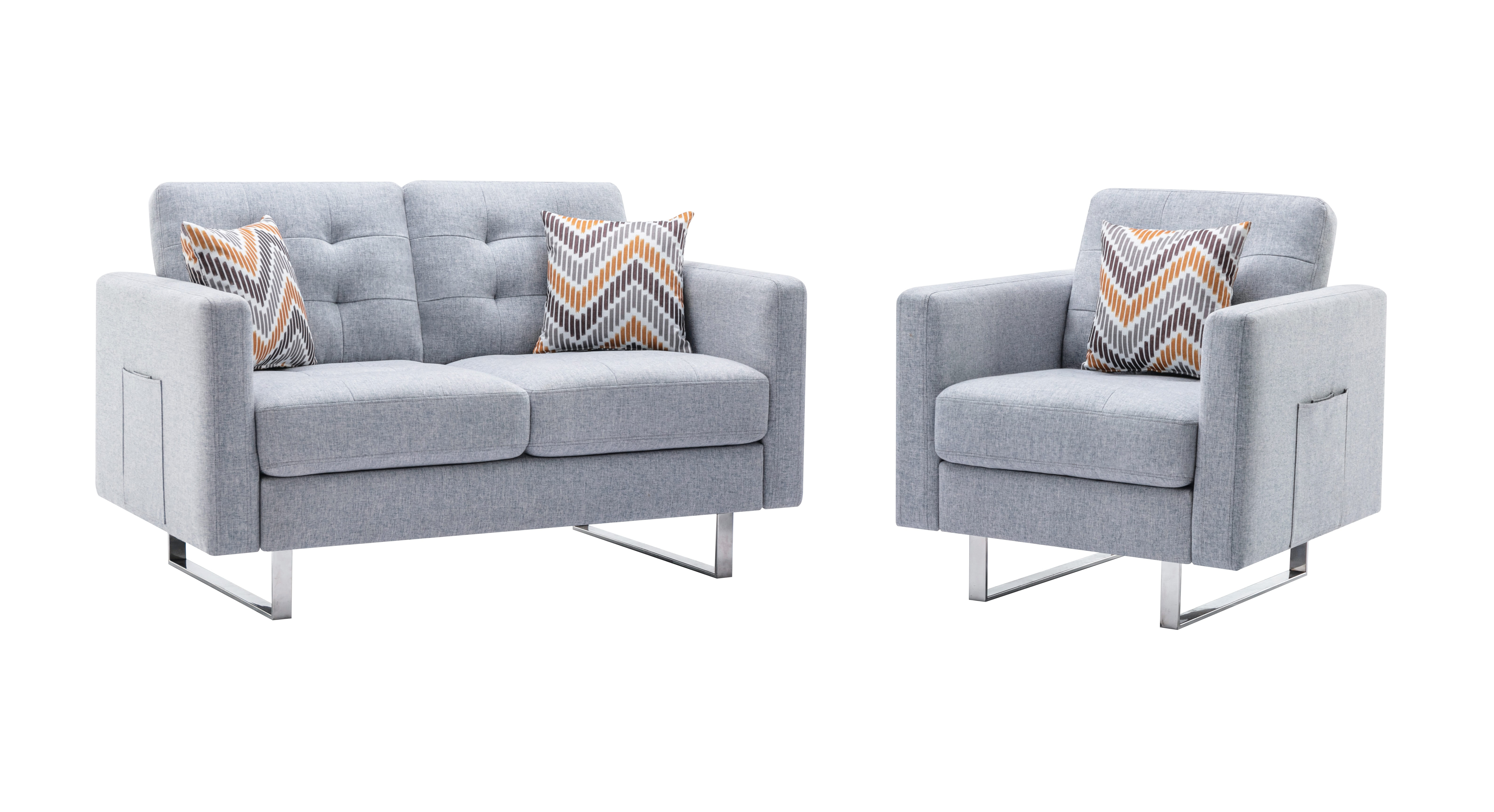 Lilola Home Victoria Light Gray Linen Fabric 2pc Living Room Set LILO-88865LG Lilola Home Victoria Light Gray Linen Fabric 2pc Living Room Set LILO-88865LG