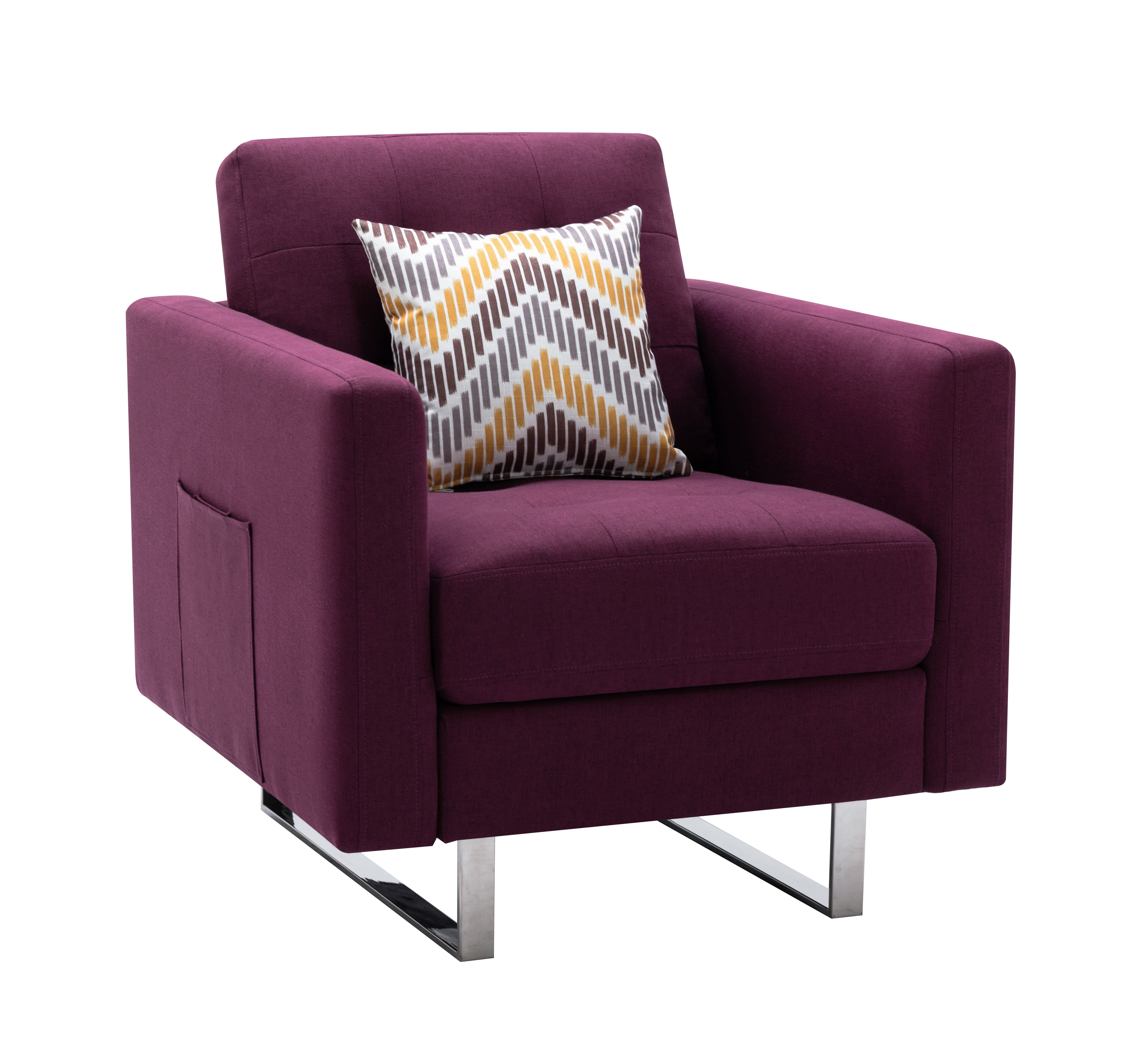 Lilola Home Victoria Purple Linen Fabric Armchair