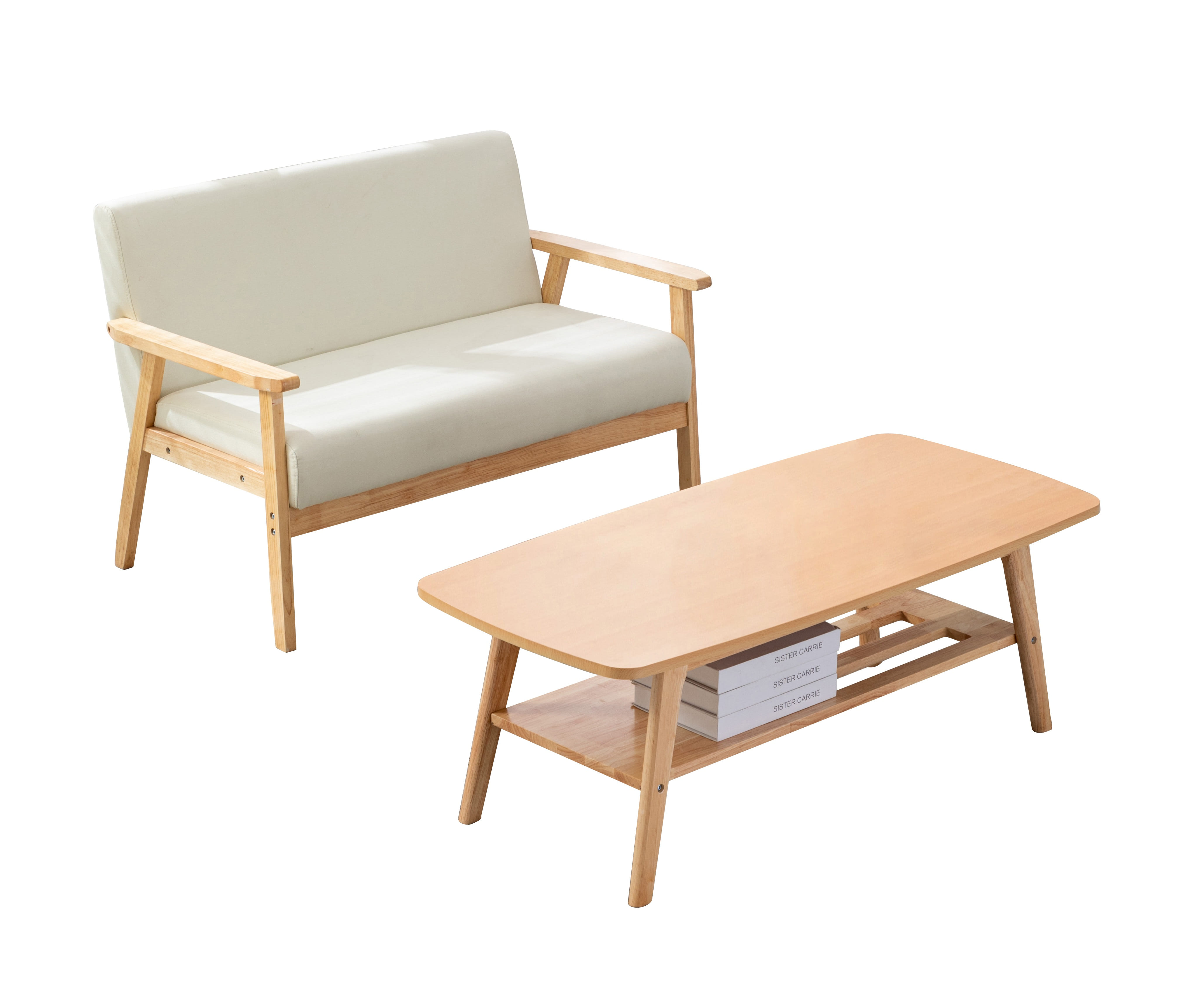 Lilola Home Bahamas Beige Natural Coffee Table and Loveseat Set