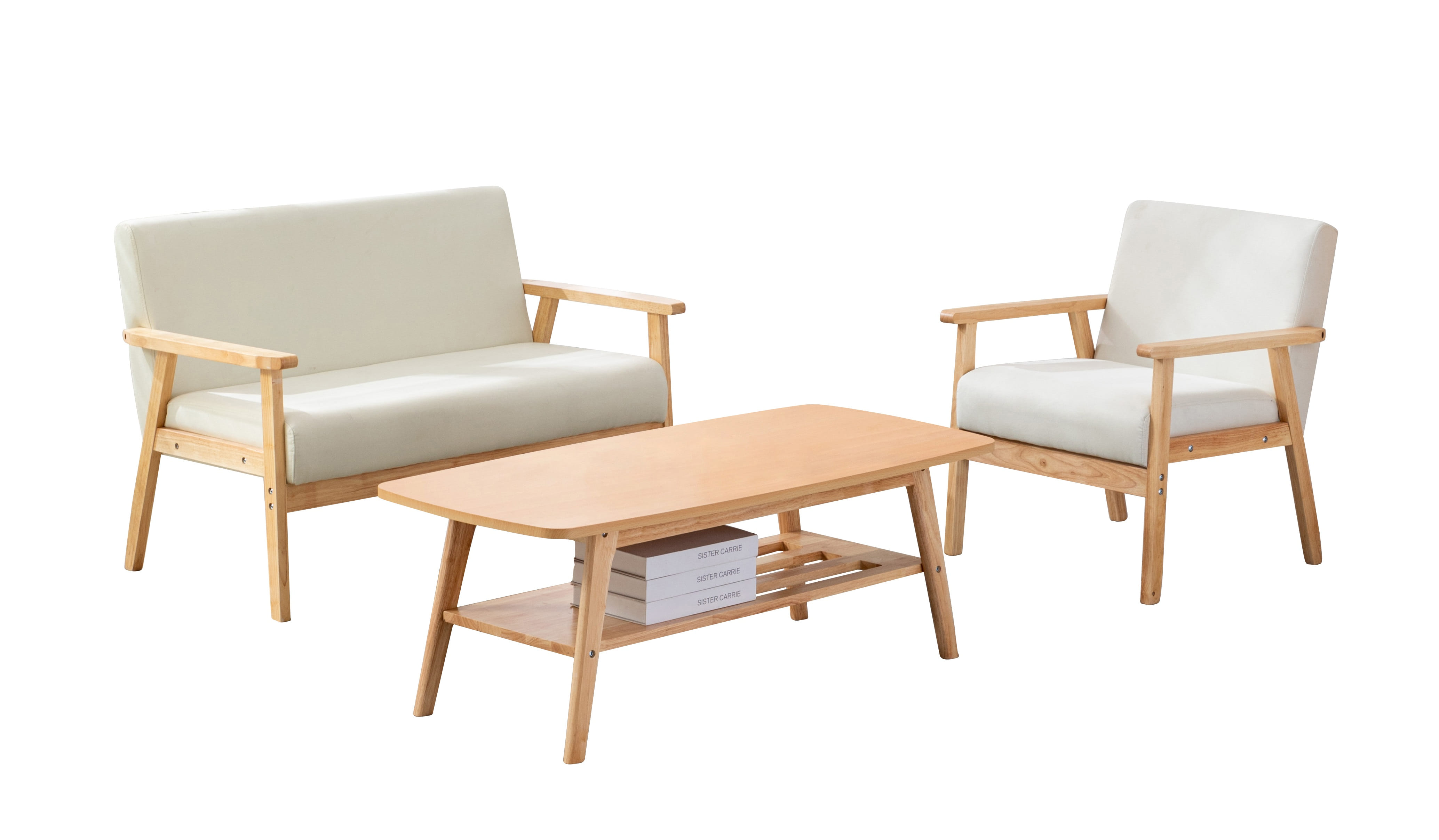 Lilola Home Bahamas Beige Natural 3pc Living Room Set