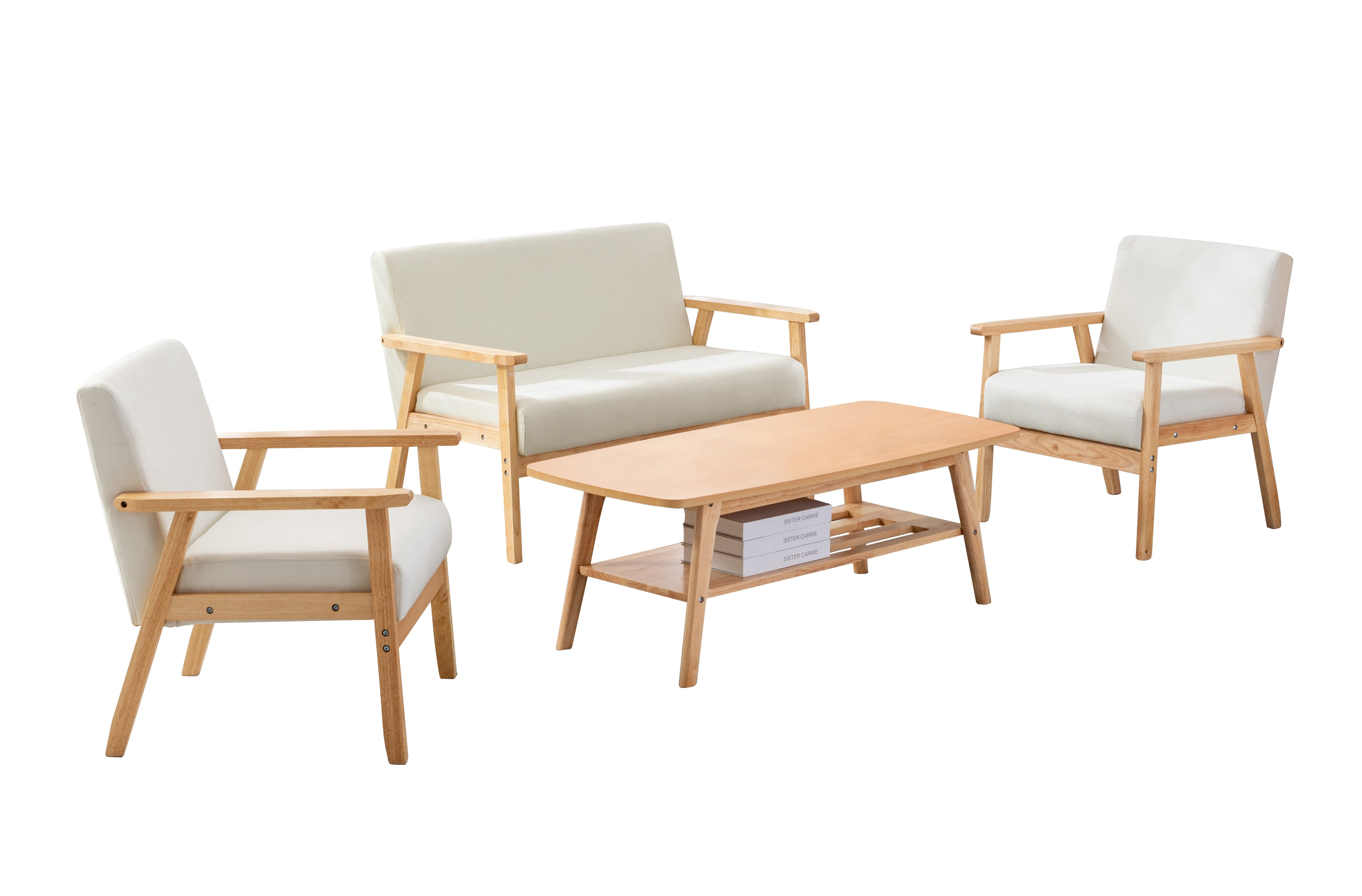 Lilola Home Bahamas Beige Natural 4pc Living Room Set