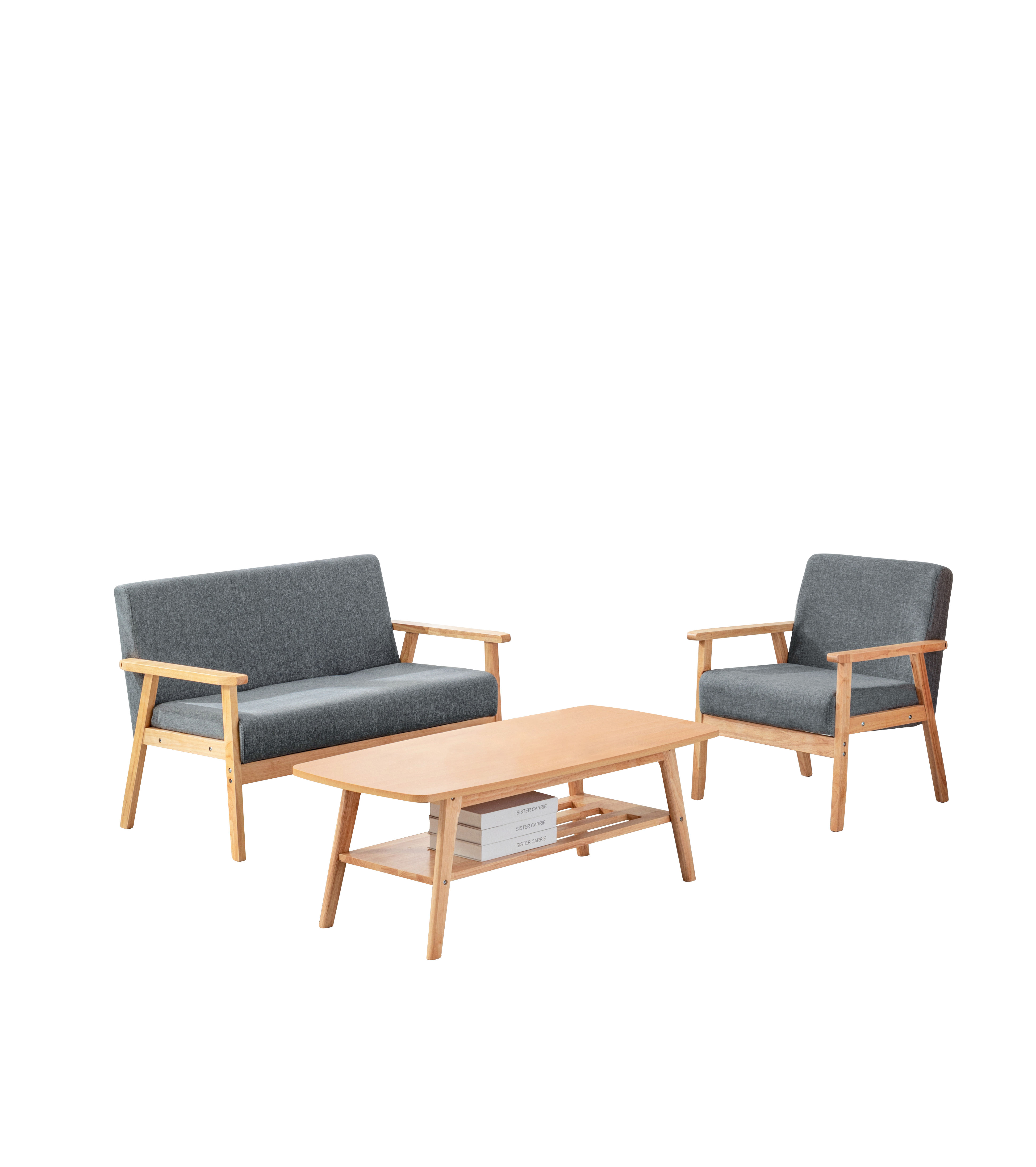 Lilola Home Bahamas Gray Natural 3pc Living Room Set