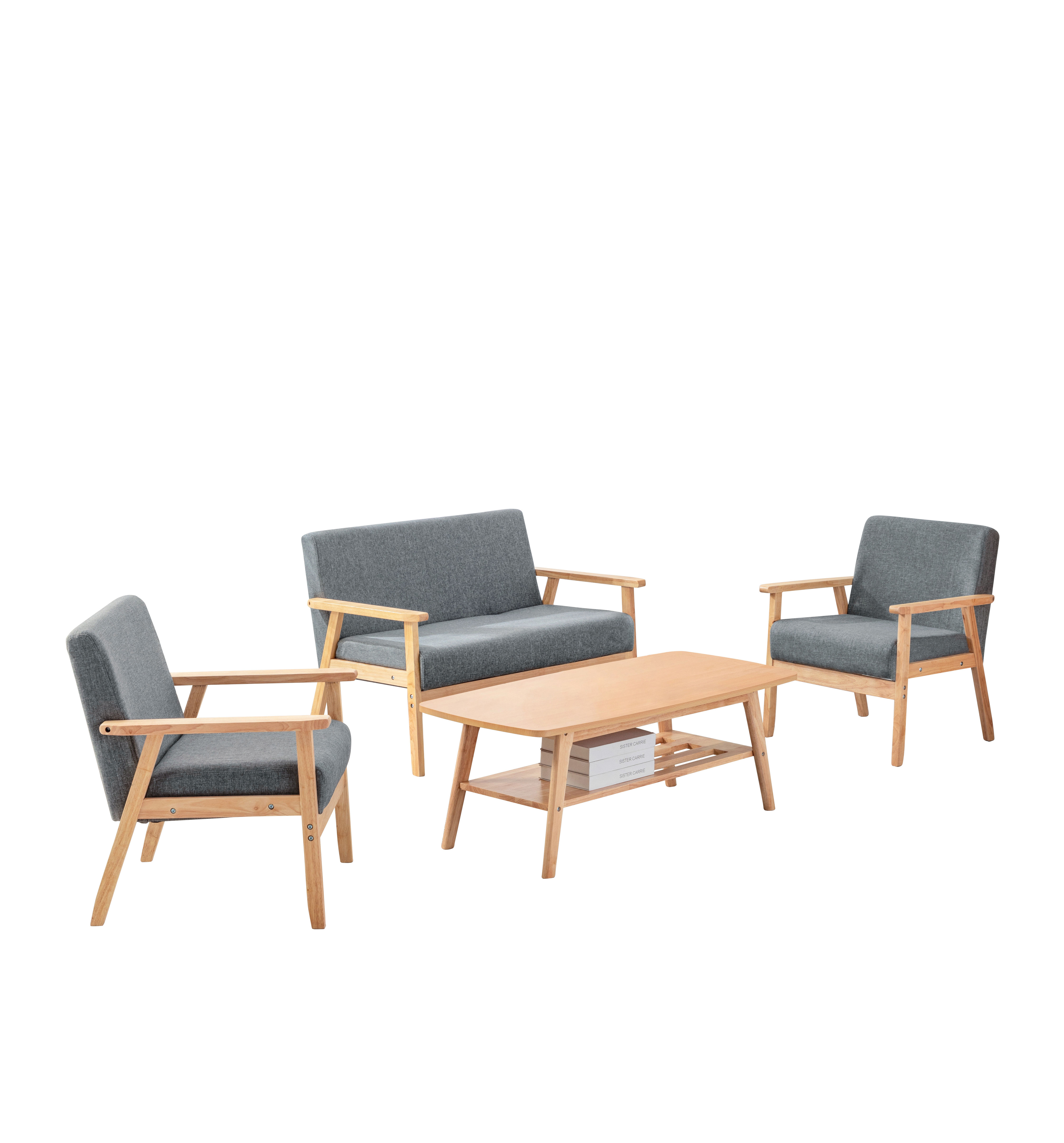 Lilola Home Bahamas Gray Natural 4pc Living Room Set
