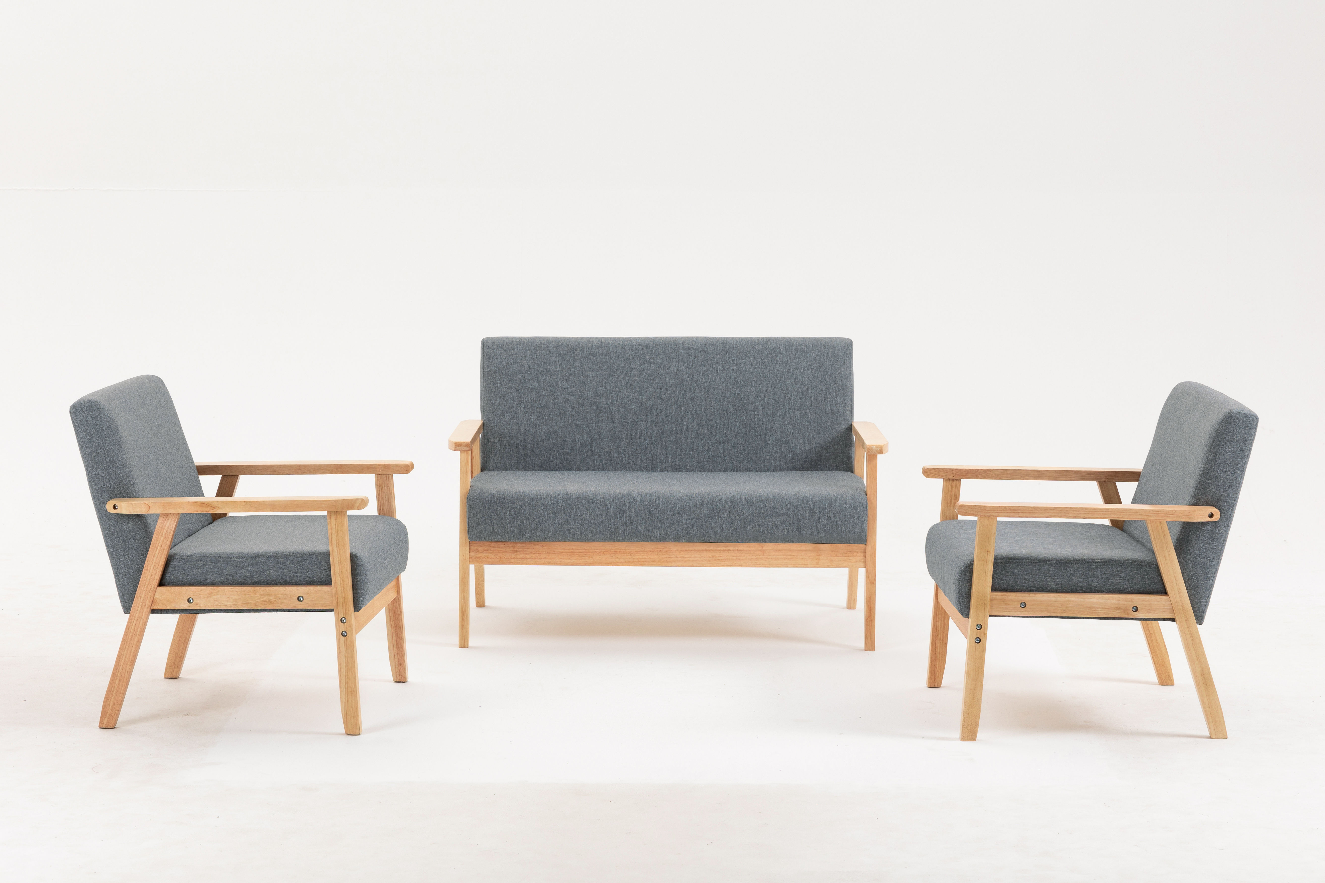 Lilola Home Bahamas Gray Natural Loveseat and 2 Chair Set
