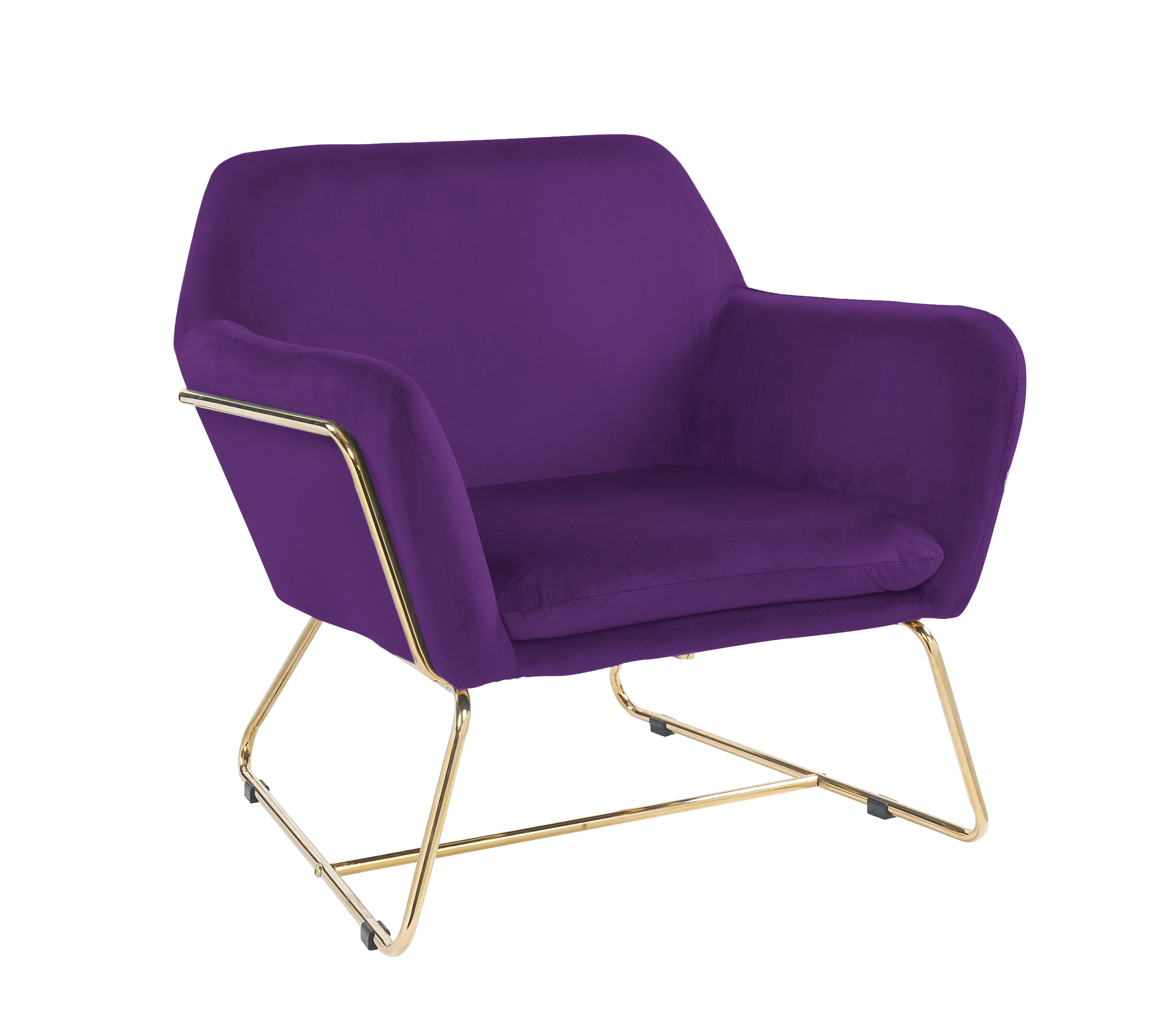 Lilola Home Keira Purple Velvet Accent Chair with Metal Base