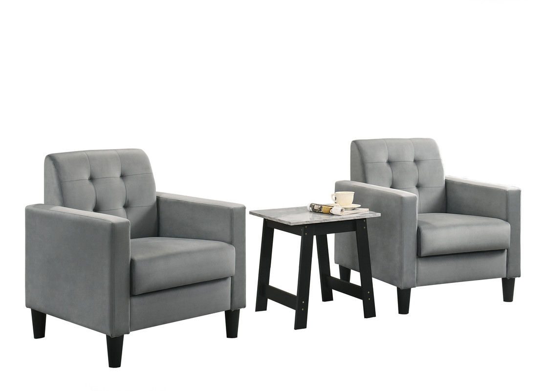 Lilola Home Hale Light Gray 3pc Living Room Set
