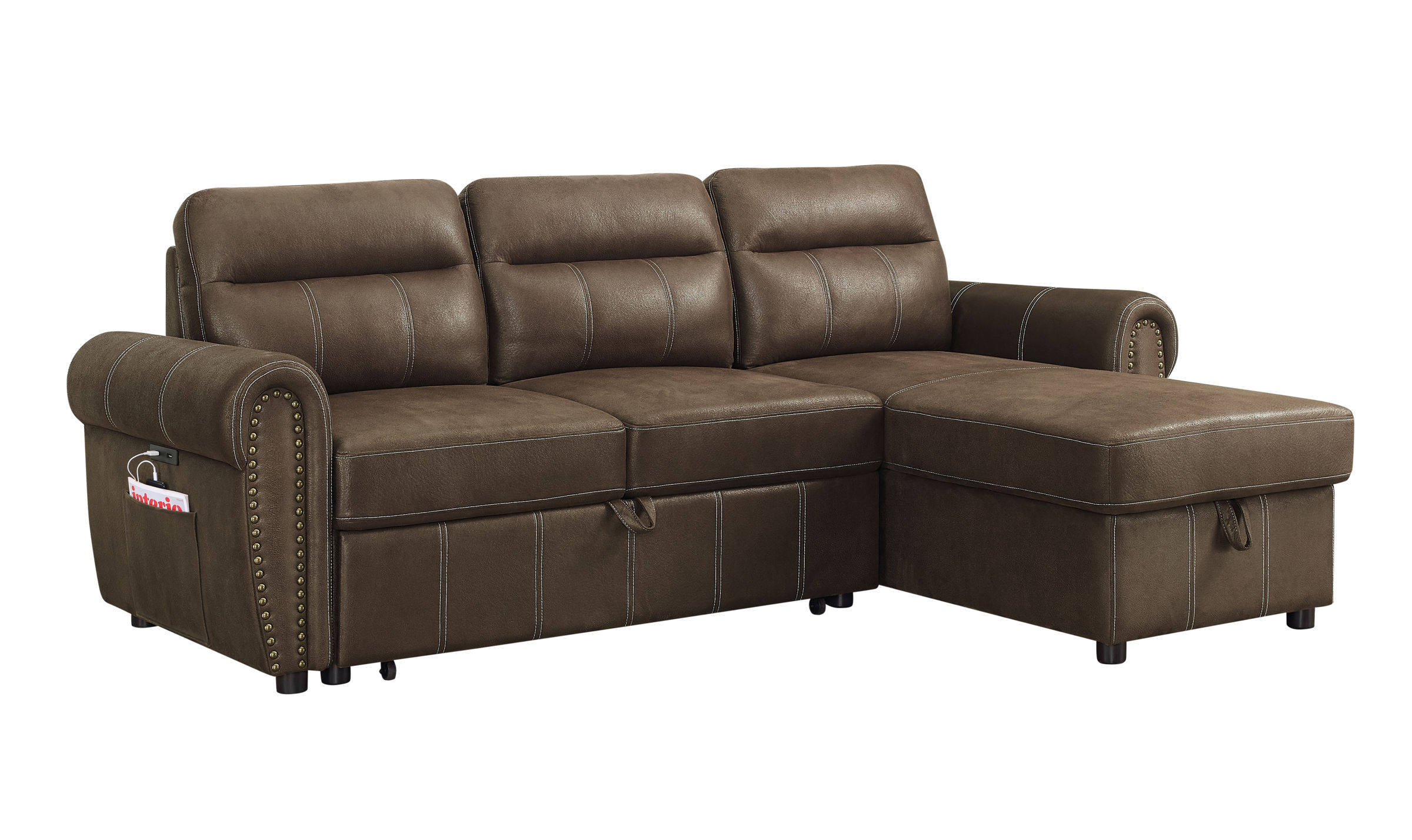 Lilola Home Hugo Brown Reversible Sleeper Sectional