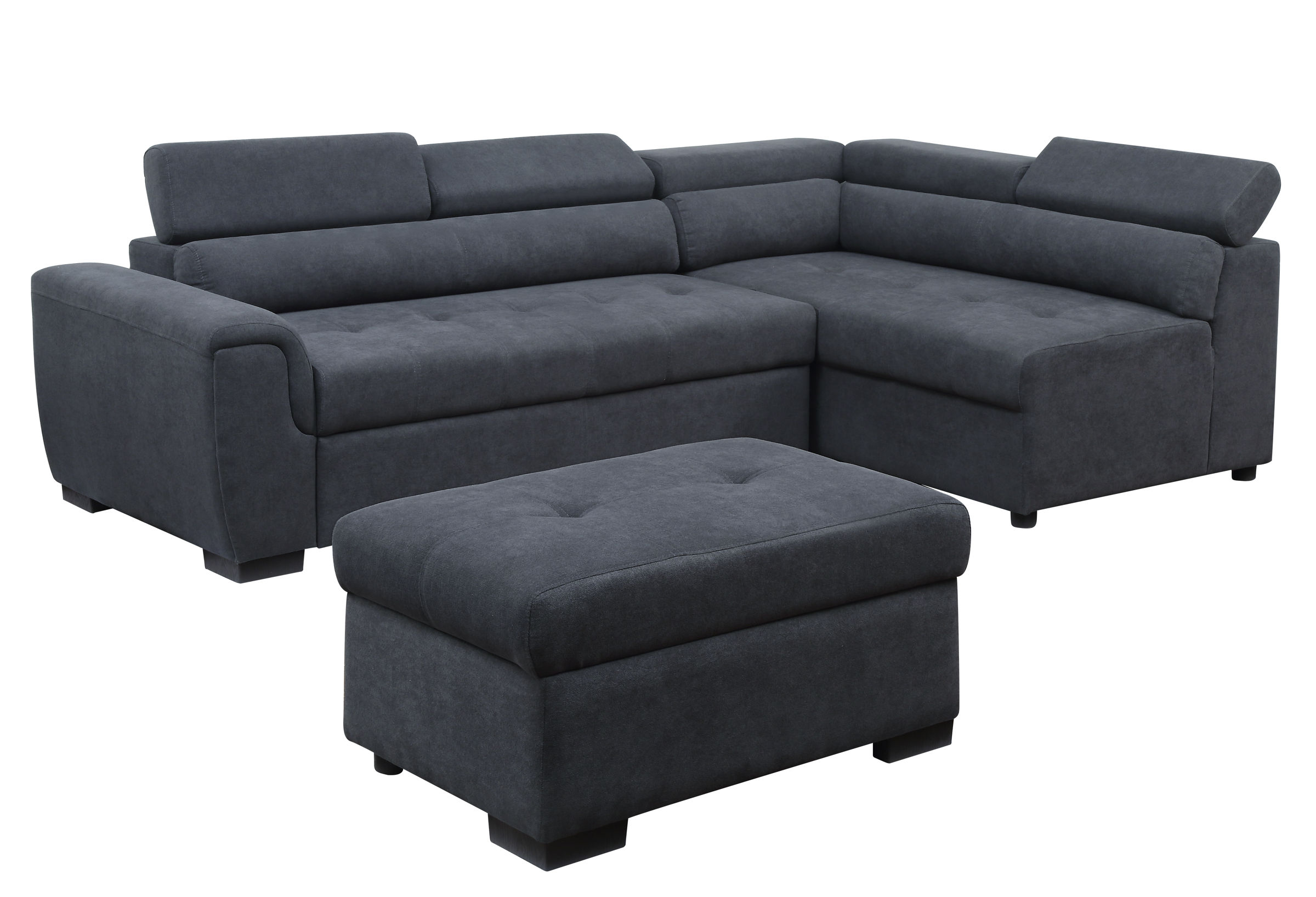 Lilola Home Haris Dark Gray Fabric Sectional with Adjustable Headrest