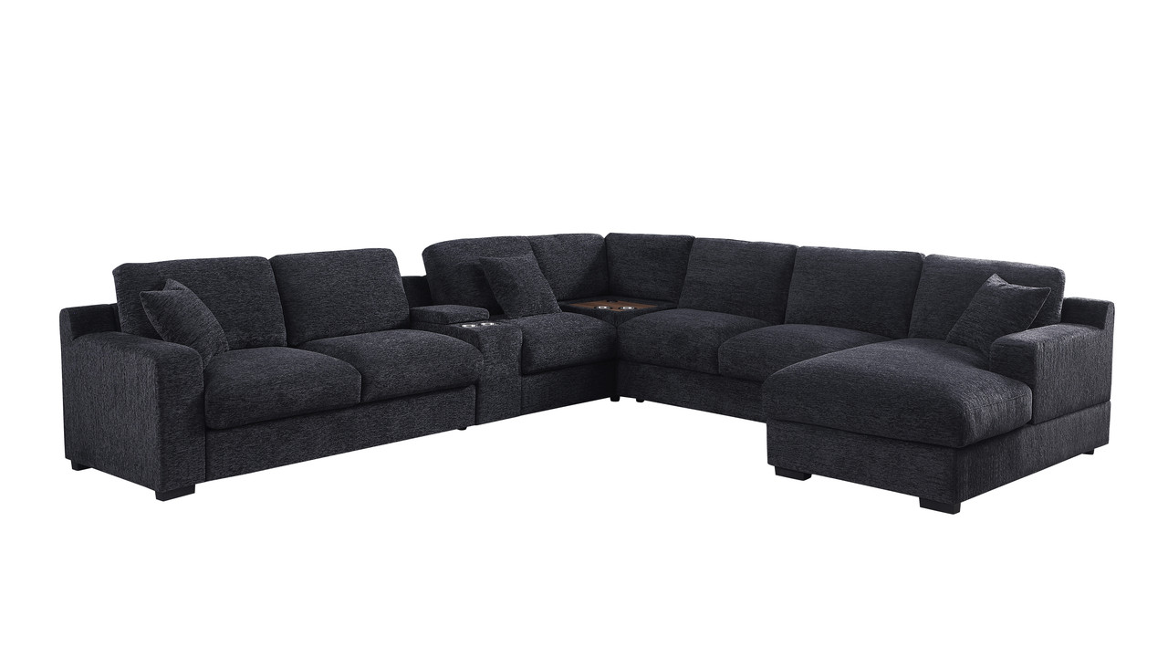 Lilola Home Celine Dark Gray Corner Sectional Sofa with RAF Chaise