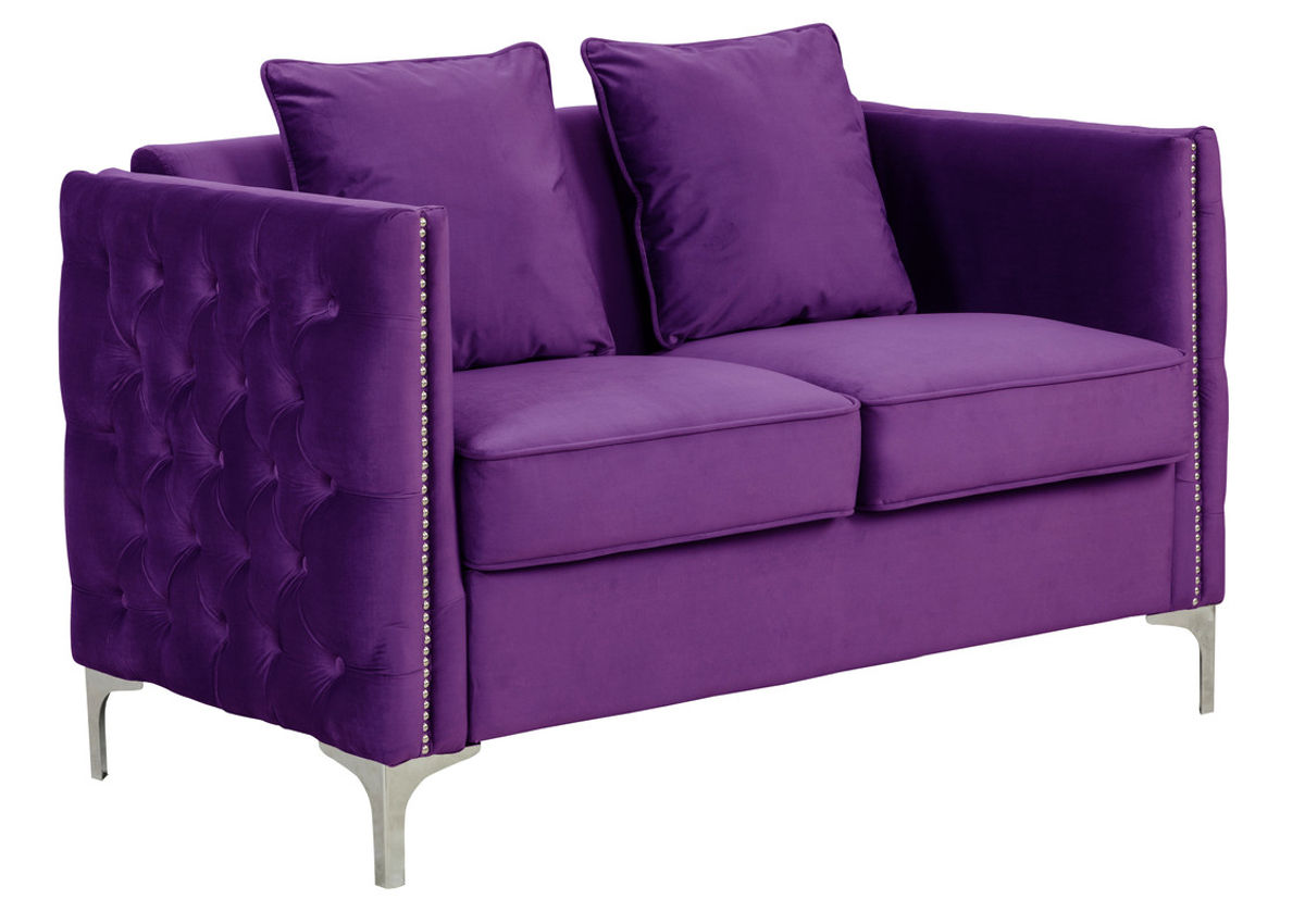 Lilola Home Bayberry Purple Loveseat with 2 Pillows