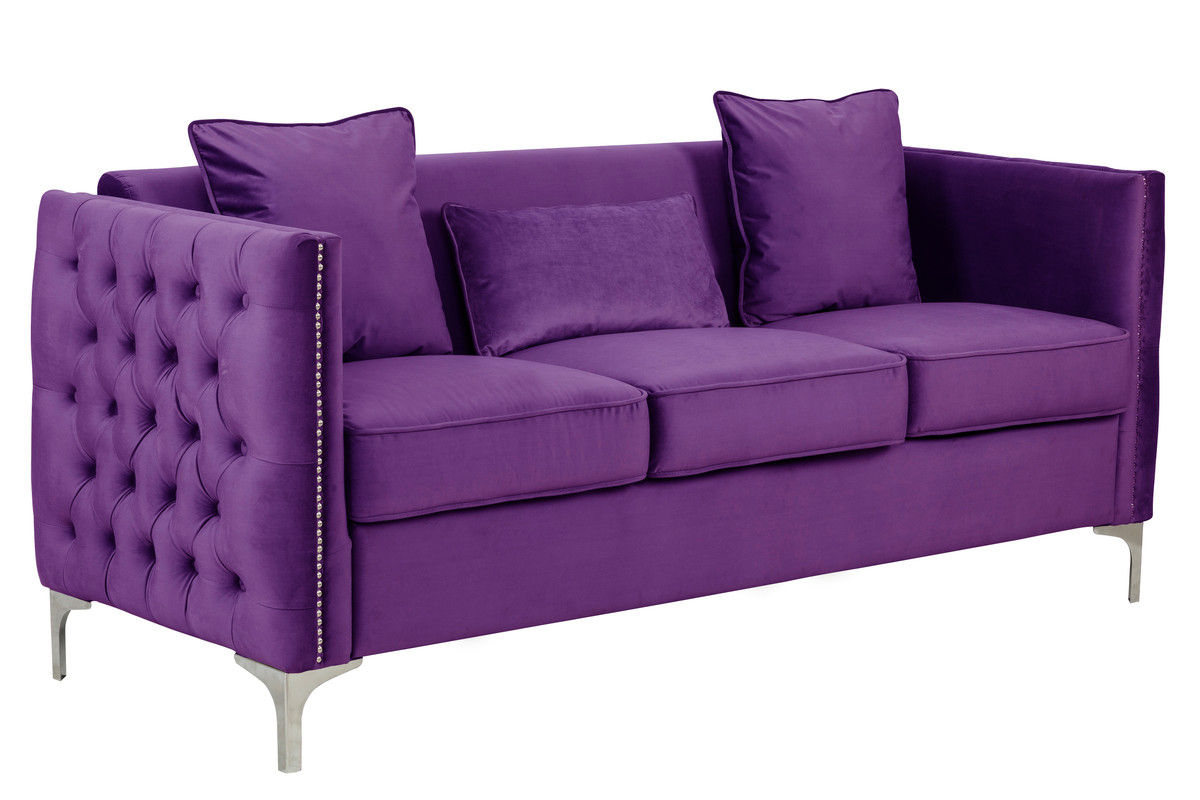 Lilola Home Bayberry Purple Sofa with 3 Pillows