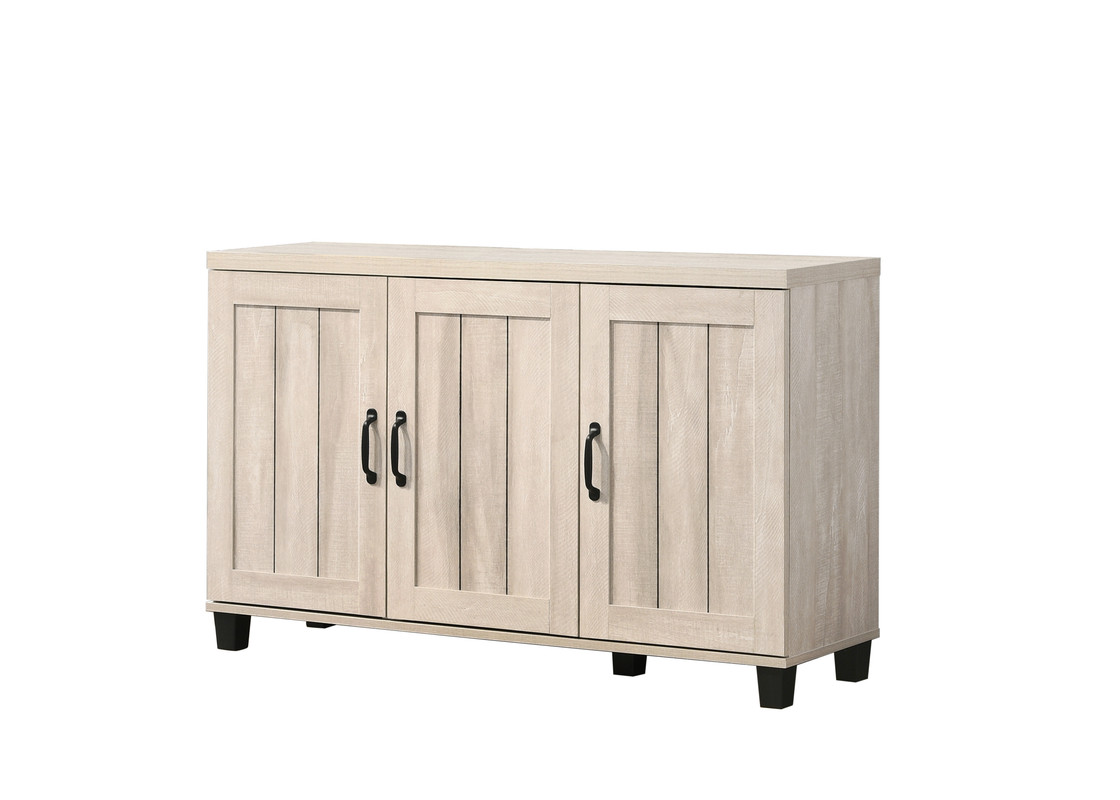 Lilola Home Corby Dusty Gray Oak 3 Doors Shoe Cabinet