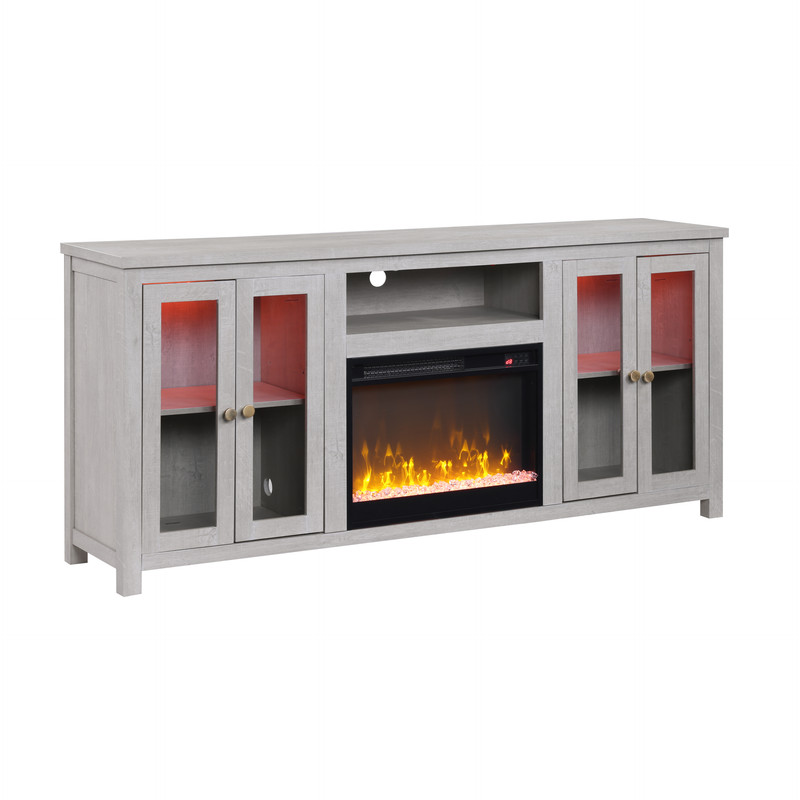 TV Stand With Fireplace - LED Lights - White Finish Ellington Series By Lil...