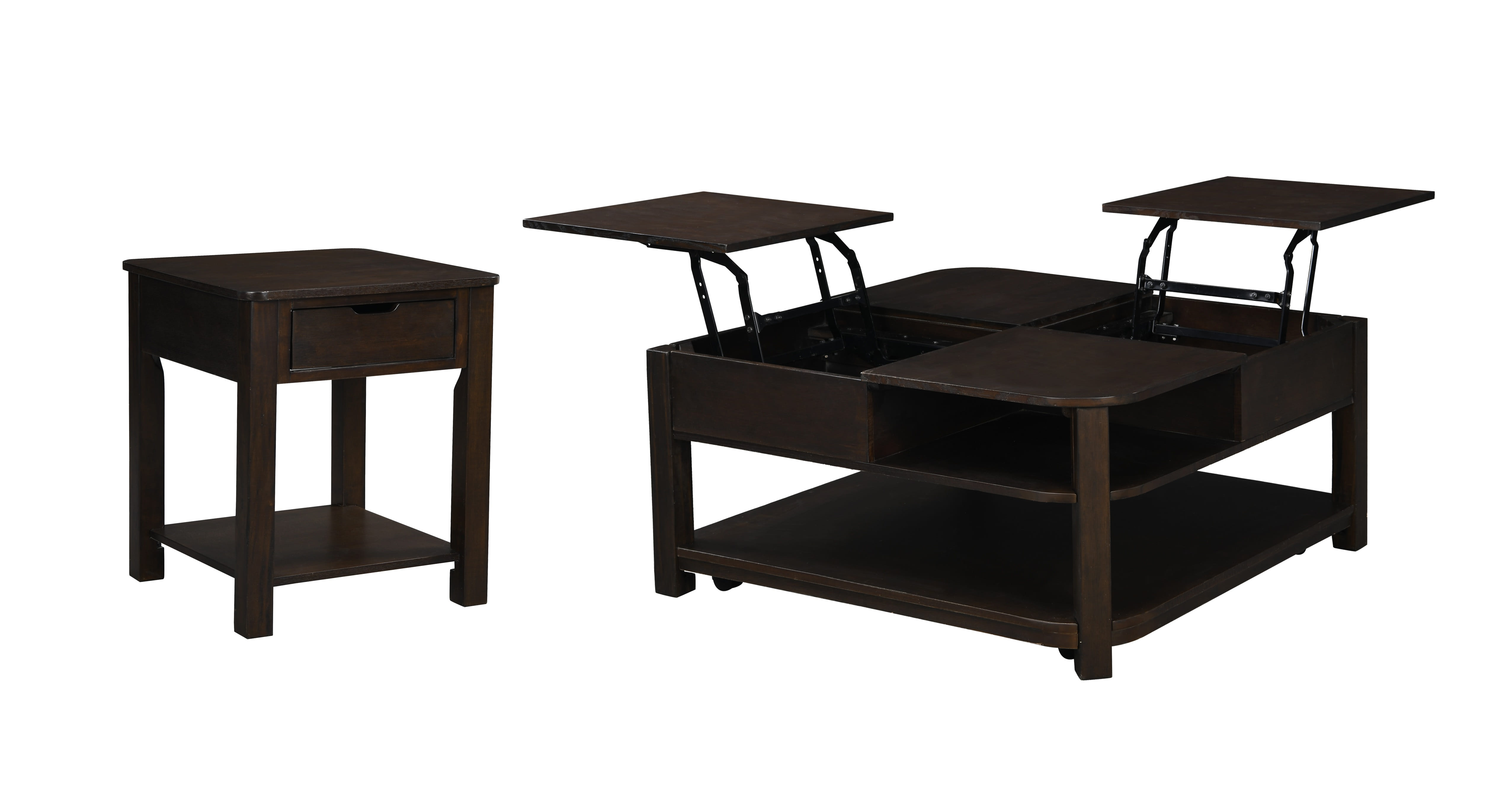 Lilola Home Flora Dark Brown 2pc Lift Top Coffee Table Set