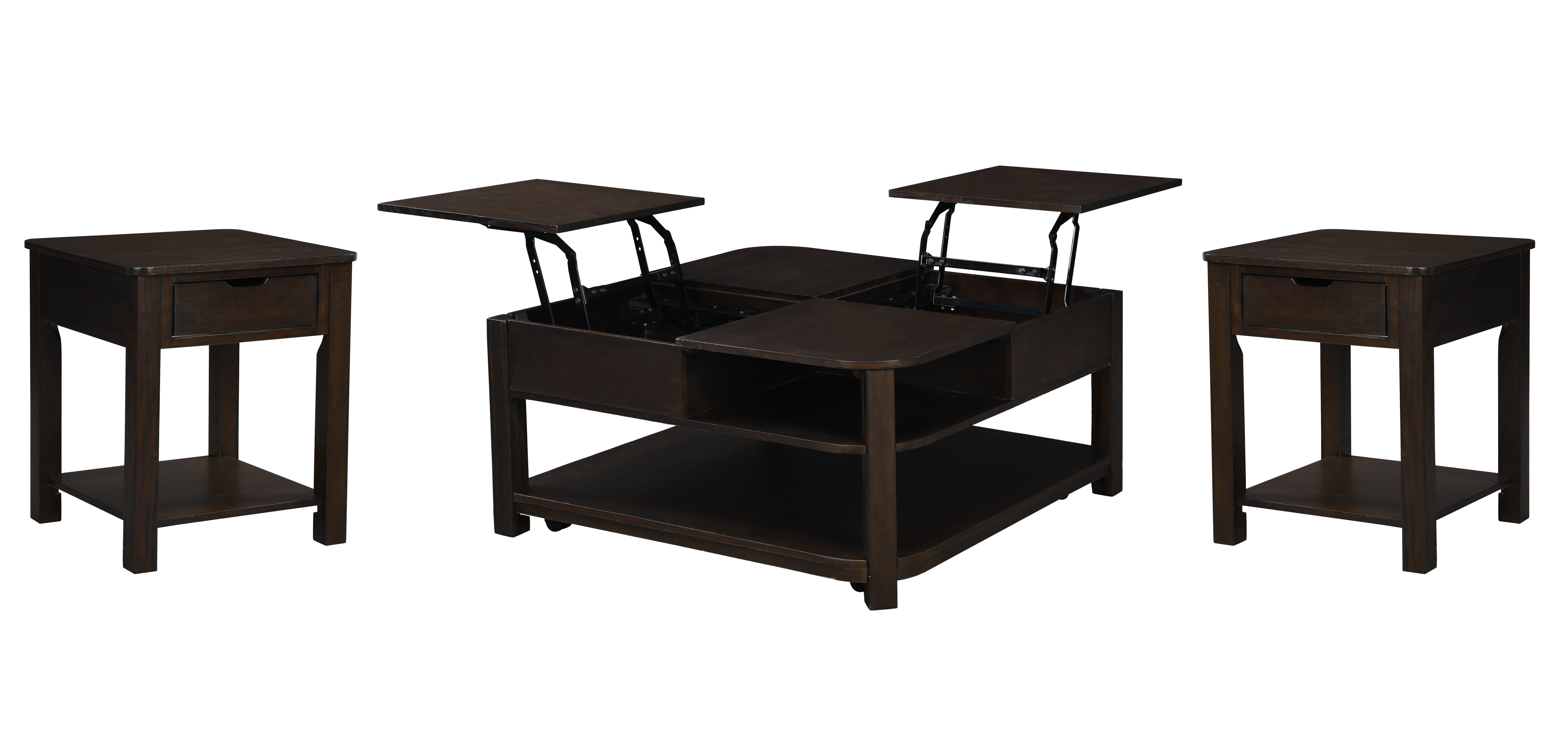 Lilola Home Flora Dark Brown 3pc Lift Top Coffee Table Set