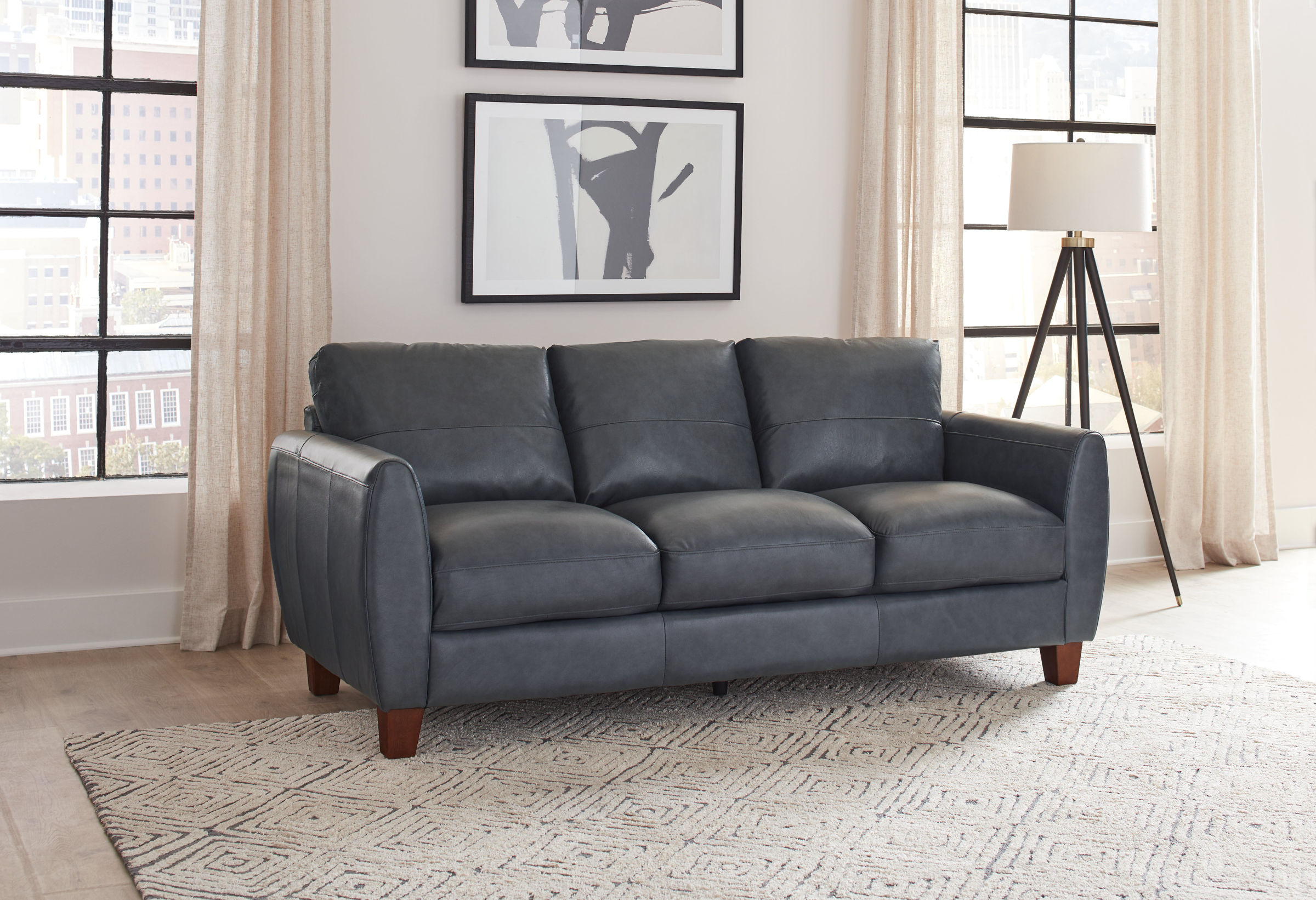 Leather Italia USA Georgetowne Blue Traverse Sofa