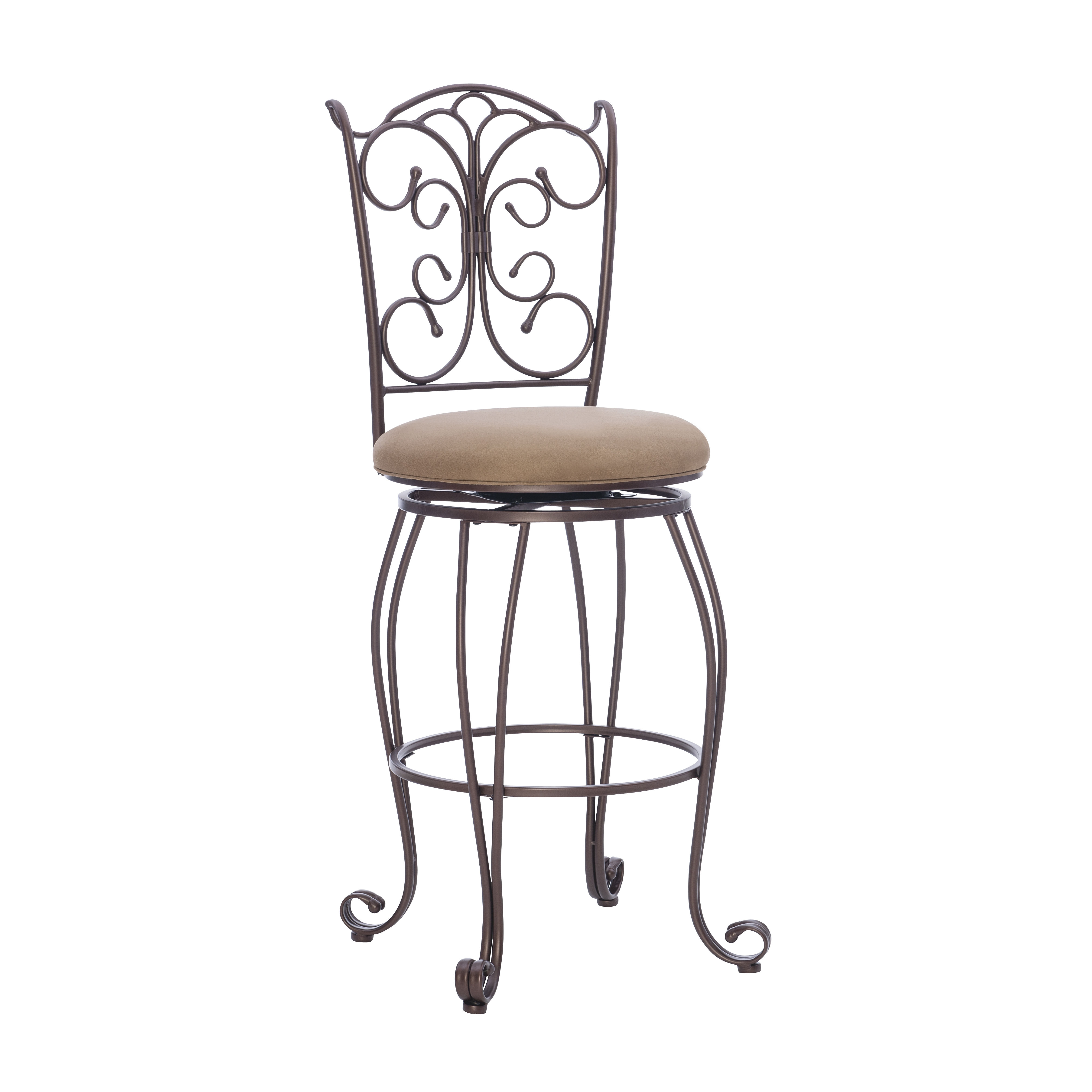 Linon Gathered Light Brown Gathered Back Bar Stool