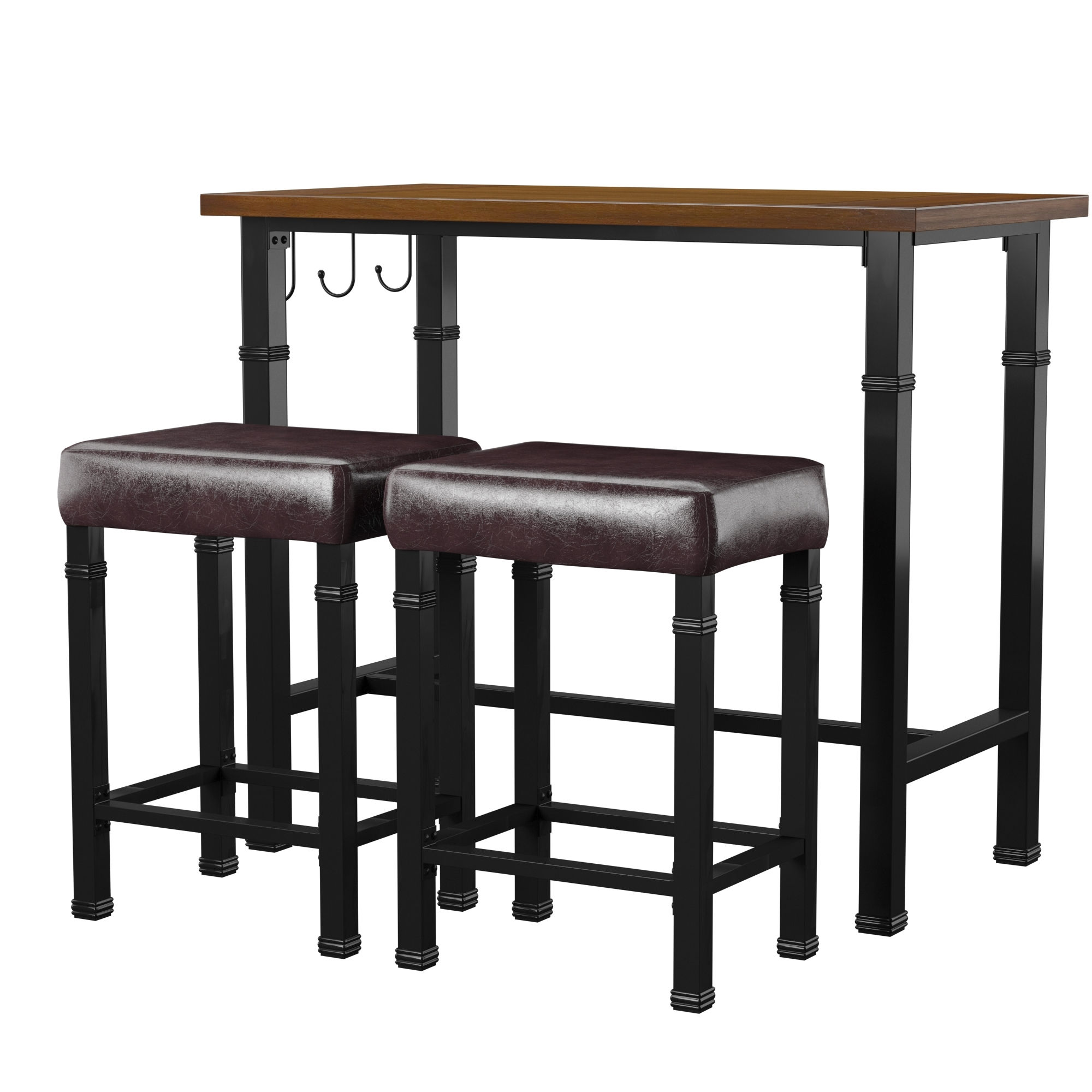 Linon Austin Brown Black 3pc Pub Set