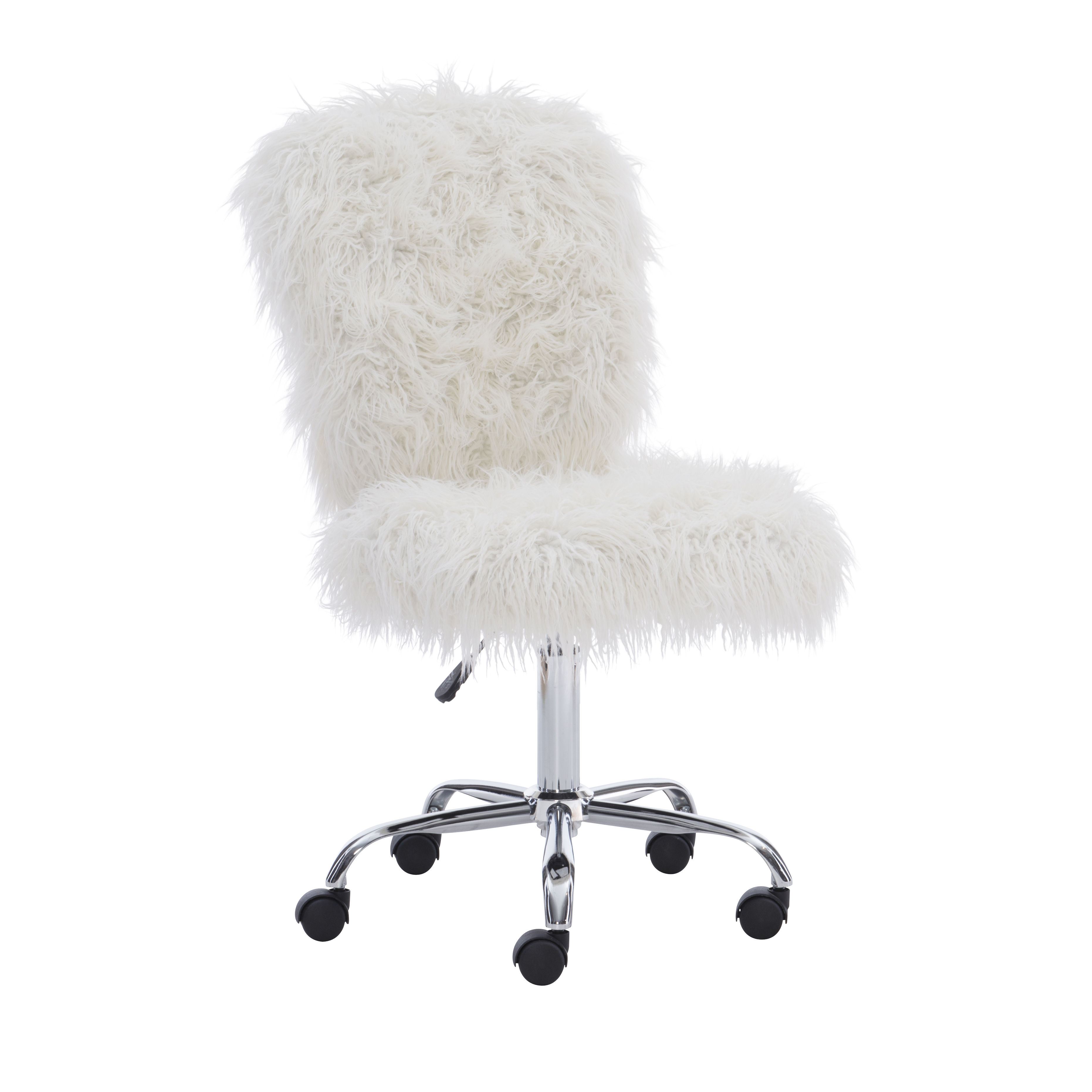 Linon Langford White Faux Fur Task Chair