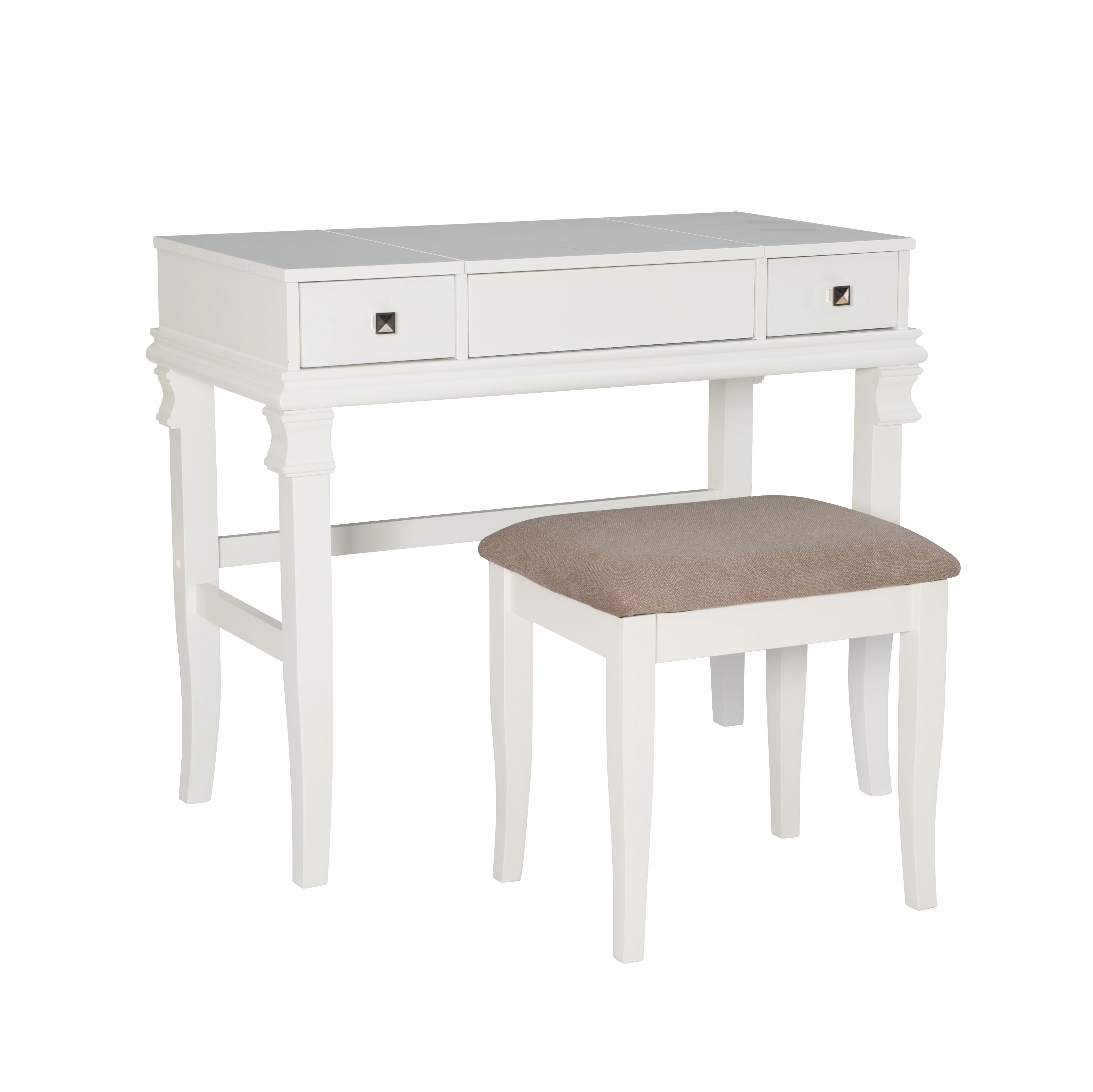 Linon Angela White Vanity Set