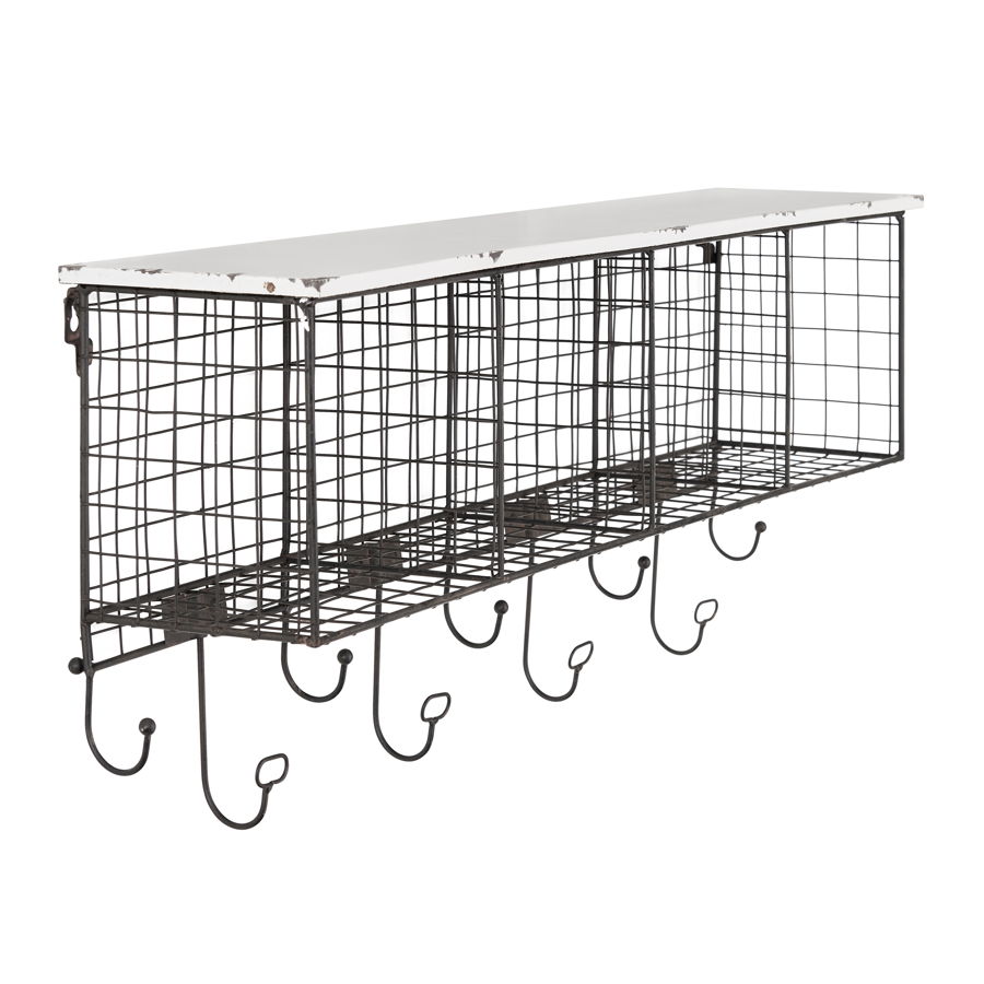 Linon Black White 4 Cubby Wall Shelf