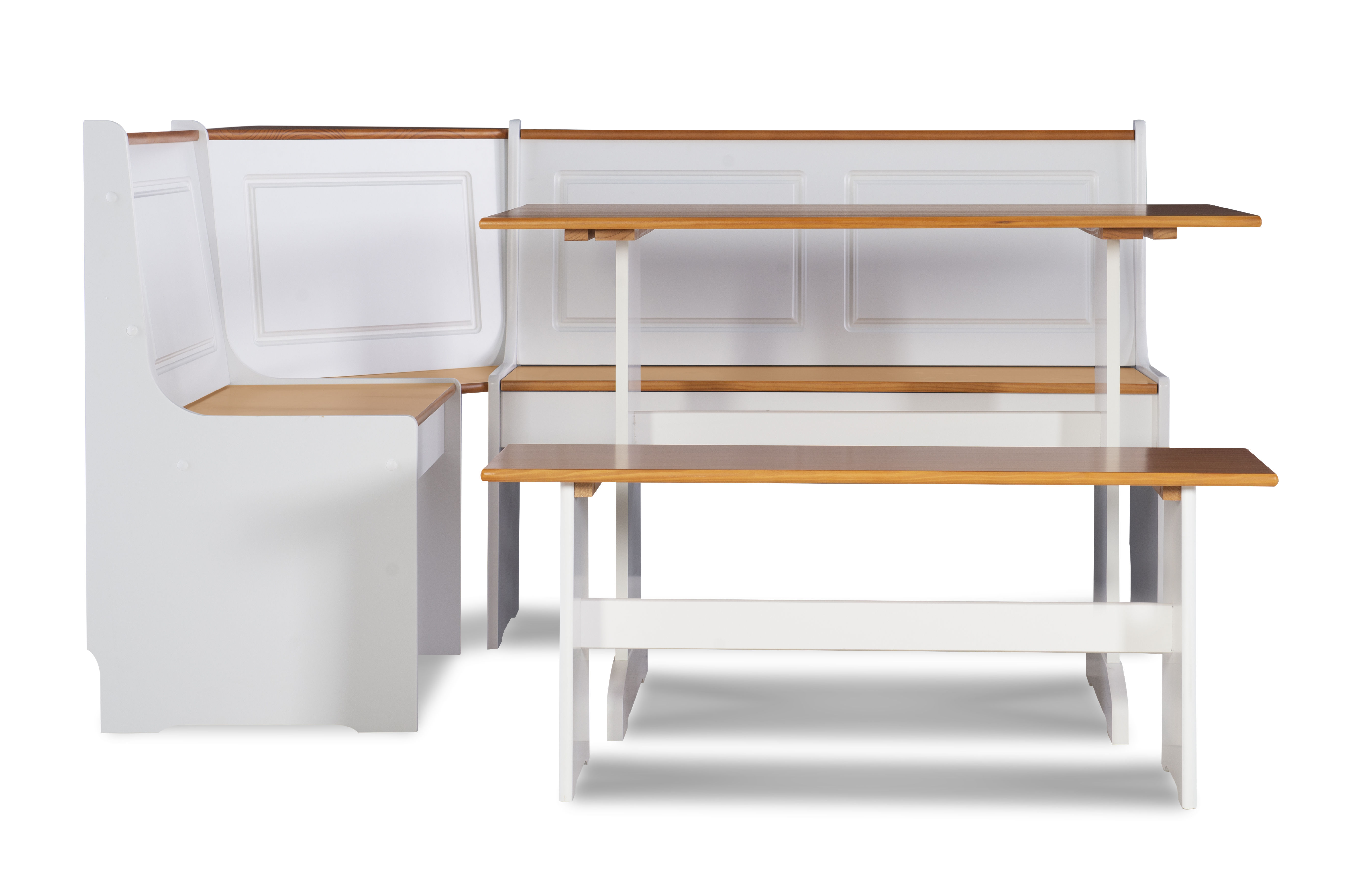 Linon Ardmore White Natural Nook Set LN-K90305WHT-AB-KD-U Linon Ardmore White Natural Nook Set LN-K90305WHT-AB-KD-U