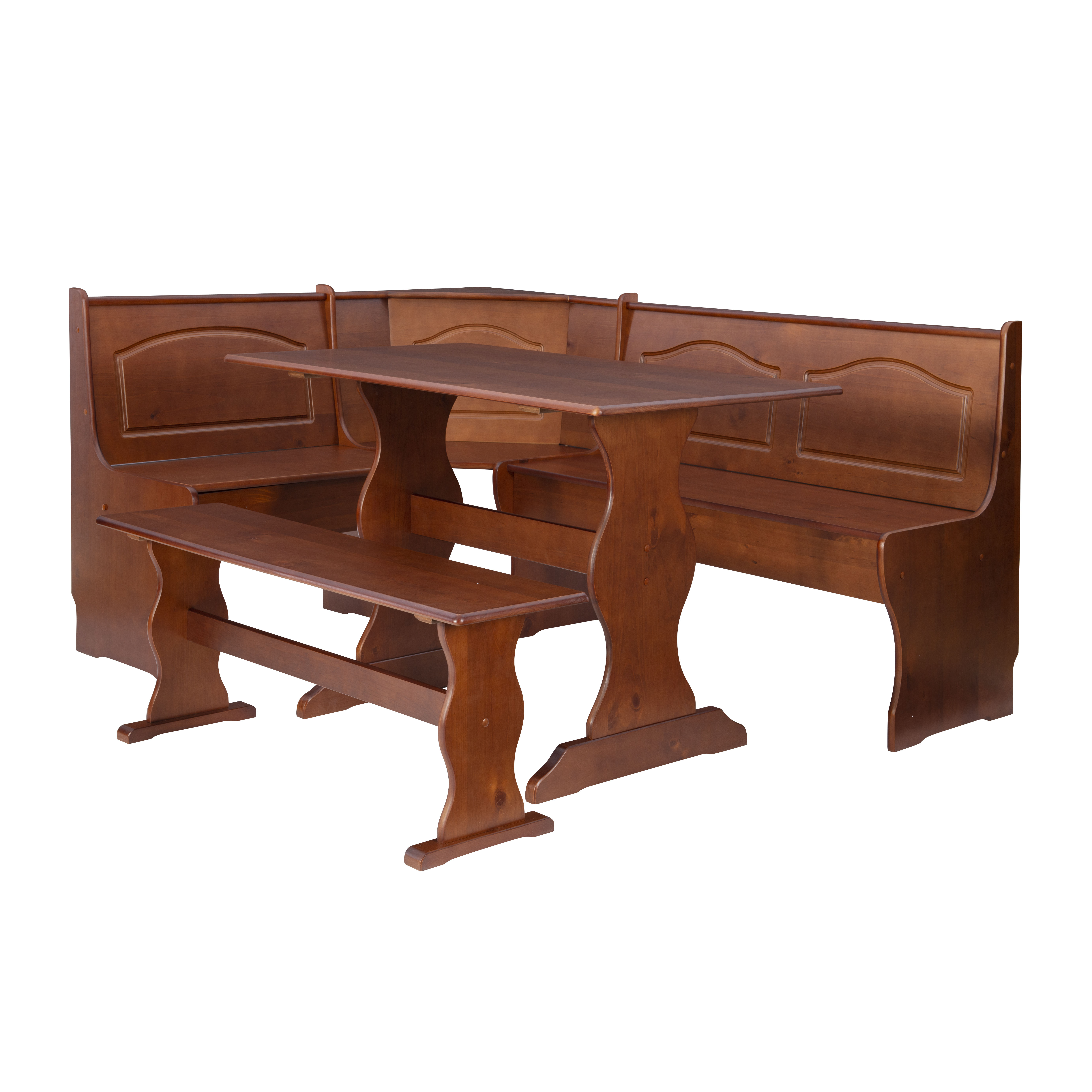 Linon Chelsea Walnut Corner Nook Set