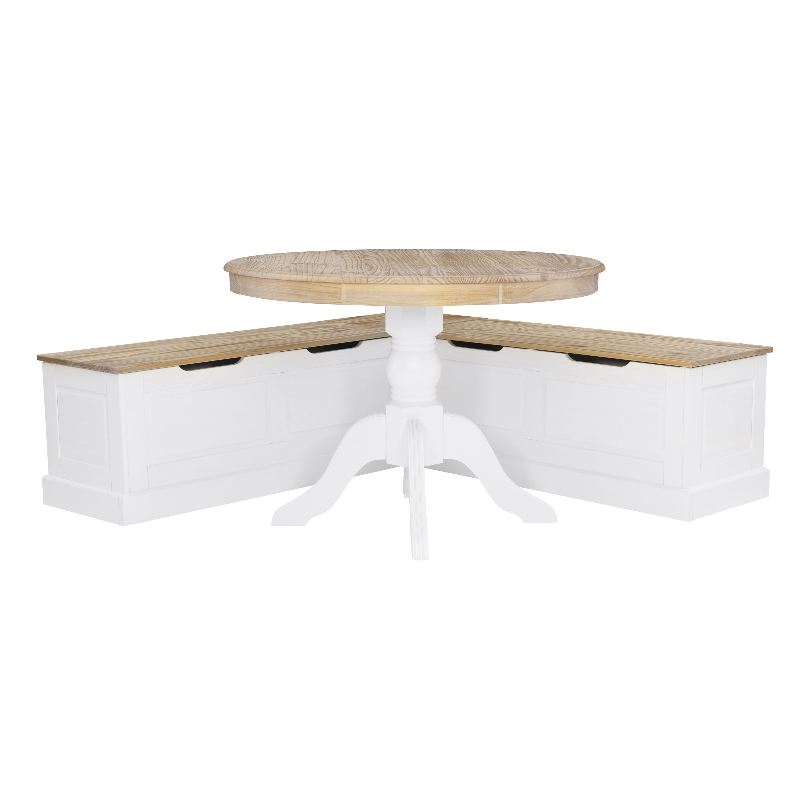 Linon Tobin Natural White Backless Corner 2pc Nook Set