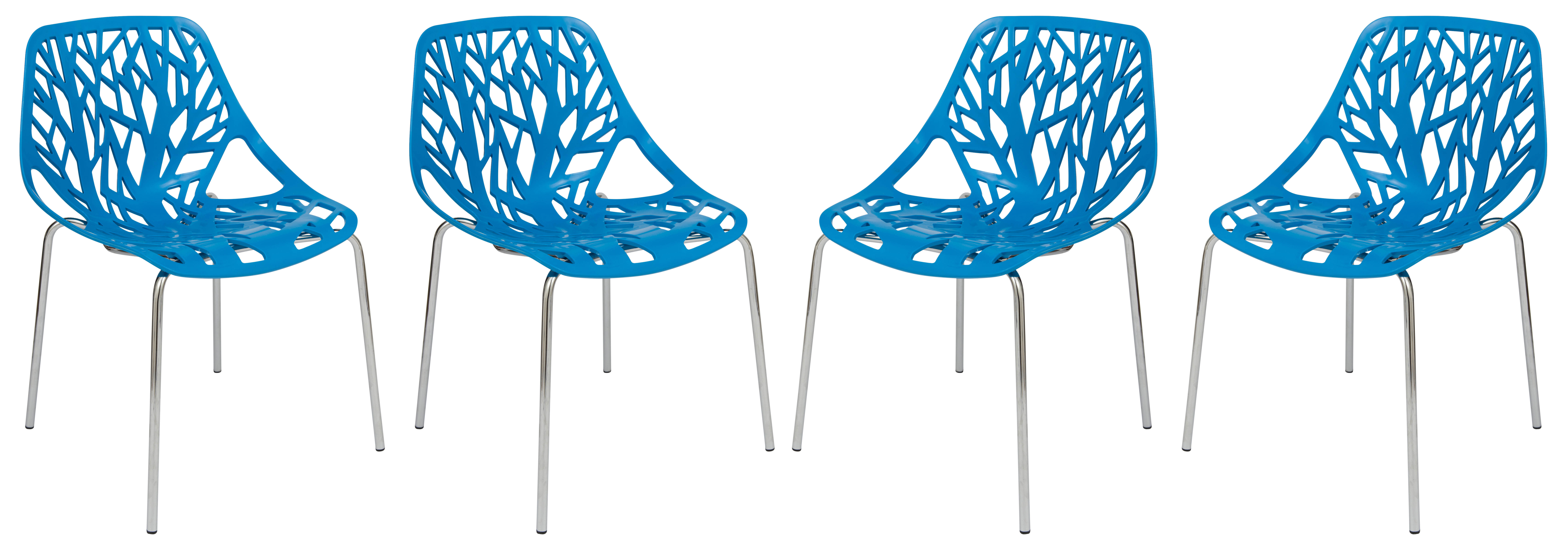 Design Edge Coledale 4  Blue Chromed Legs Dining Chairs