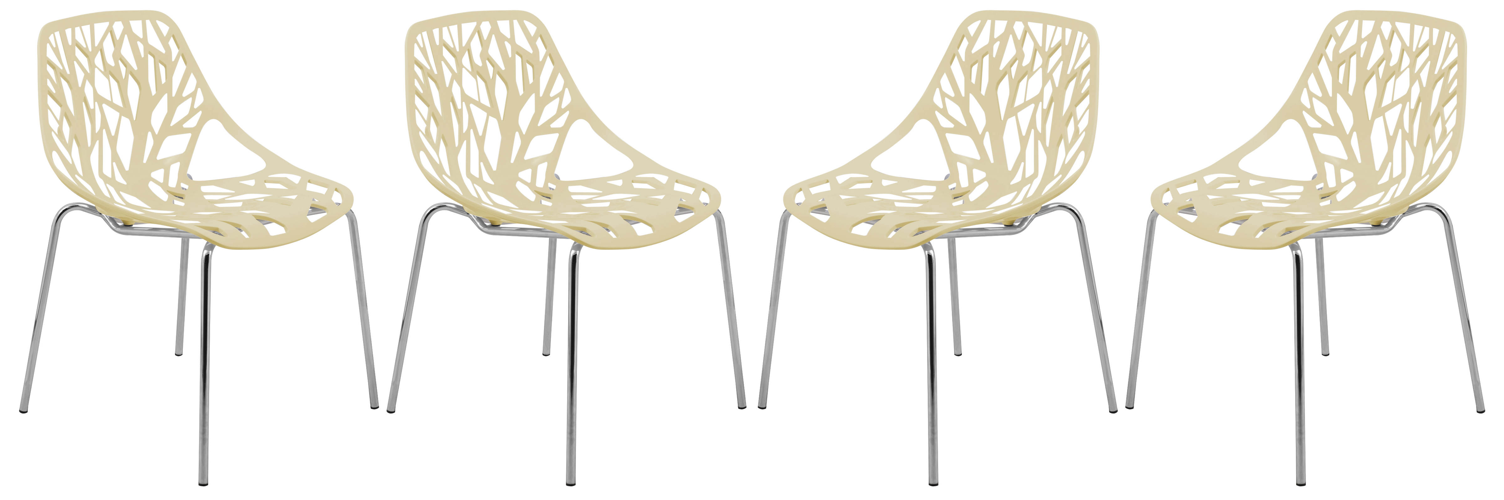 Design Edge Coledale 4  Cream Chromed Legs Dining Chairs