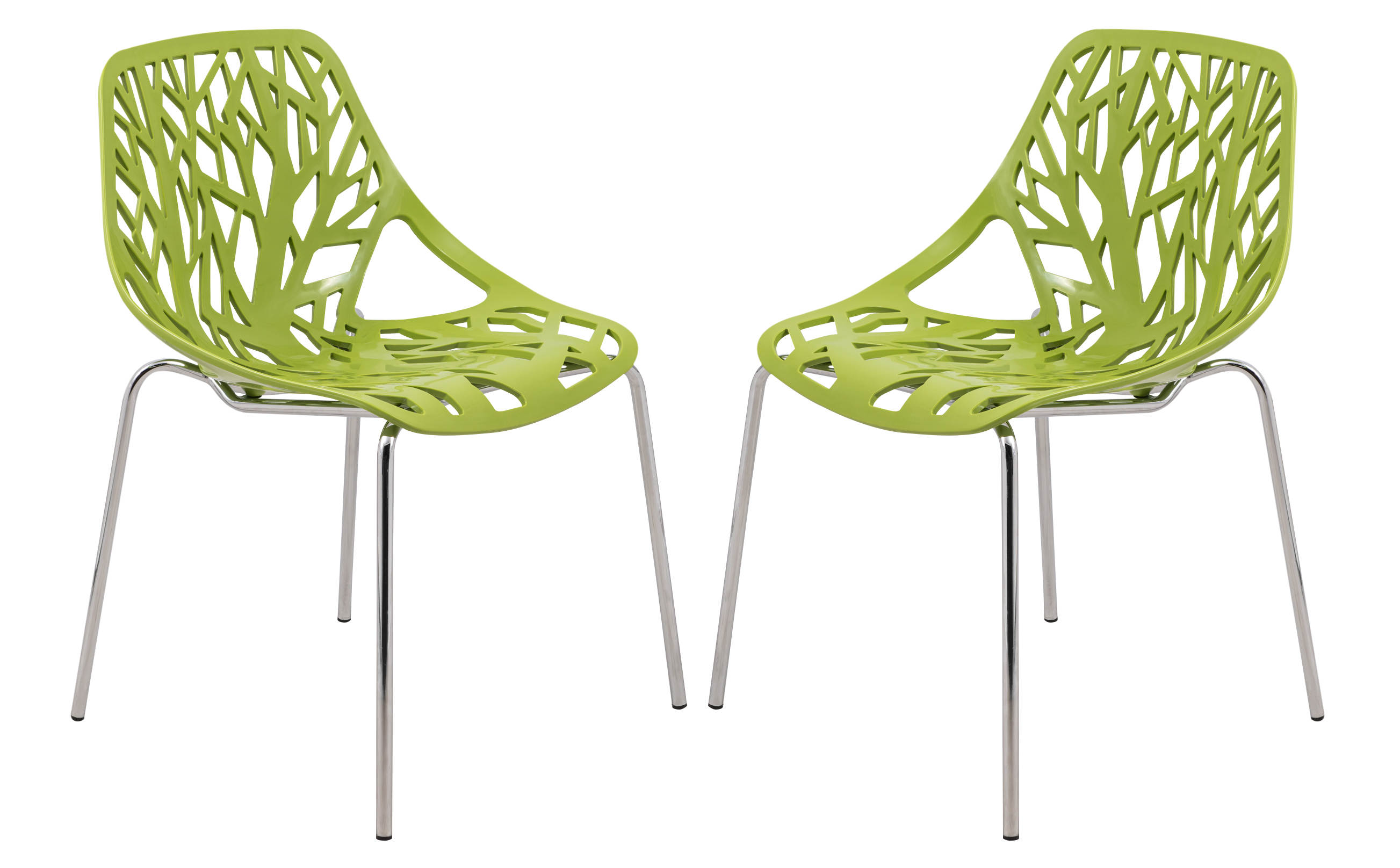 Design Edge Coledale 2  Green Chromed Legs Dining Chairs