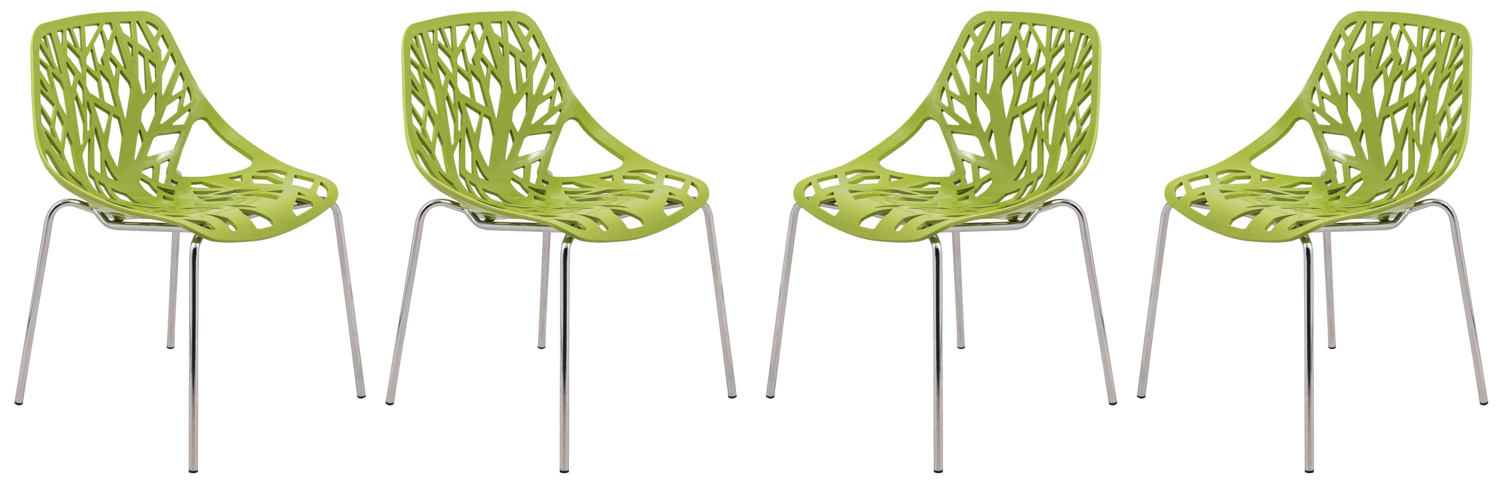 Design Edge Coledale 4  Green Chromed Legs Dining Chairs