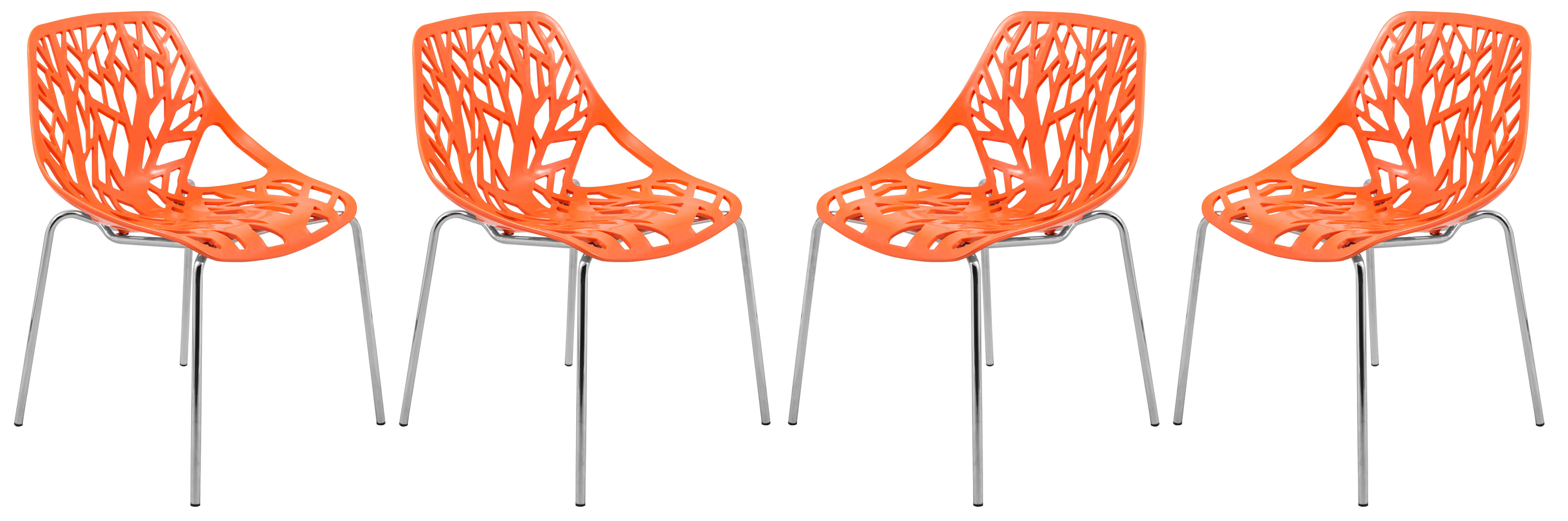 Design Edge Coledale 4  Orange Chromed Legs Dining Chairs