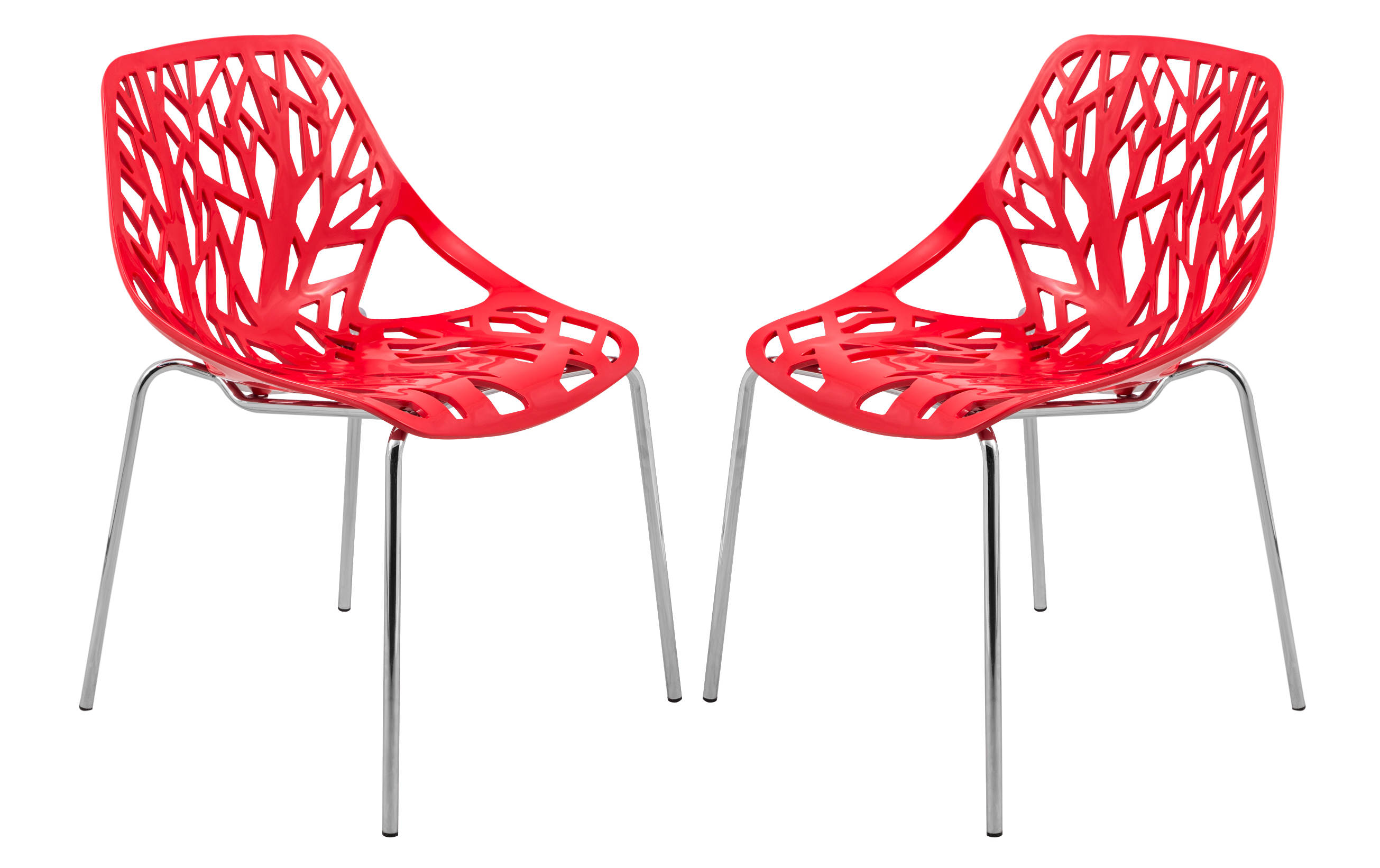 Design Edge Coledale 2  Red Chromed Legs Dining Chairs