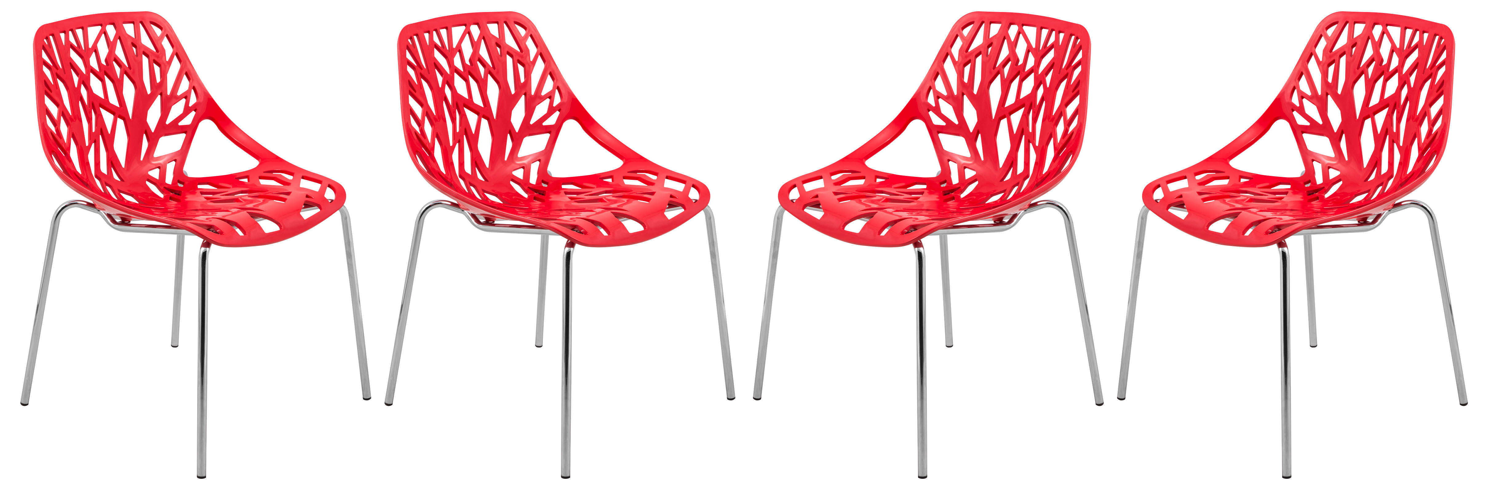 Design Edge Coledale 4  Red Chromed Legs Dining Chairs