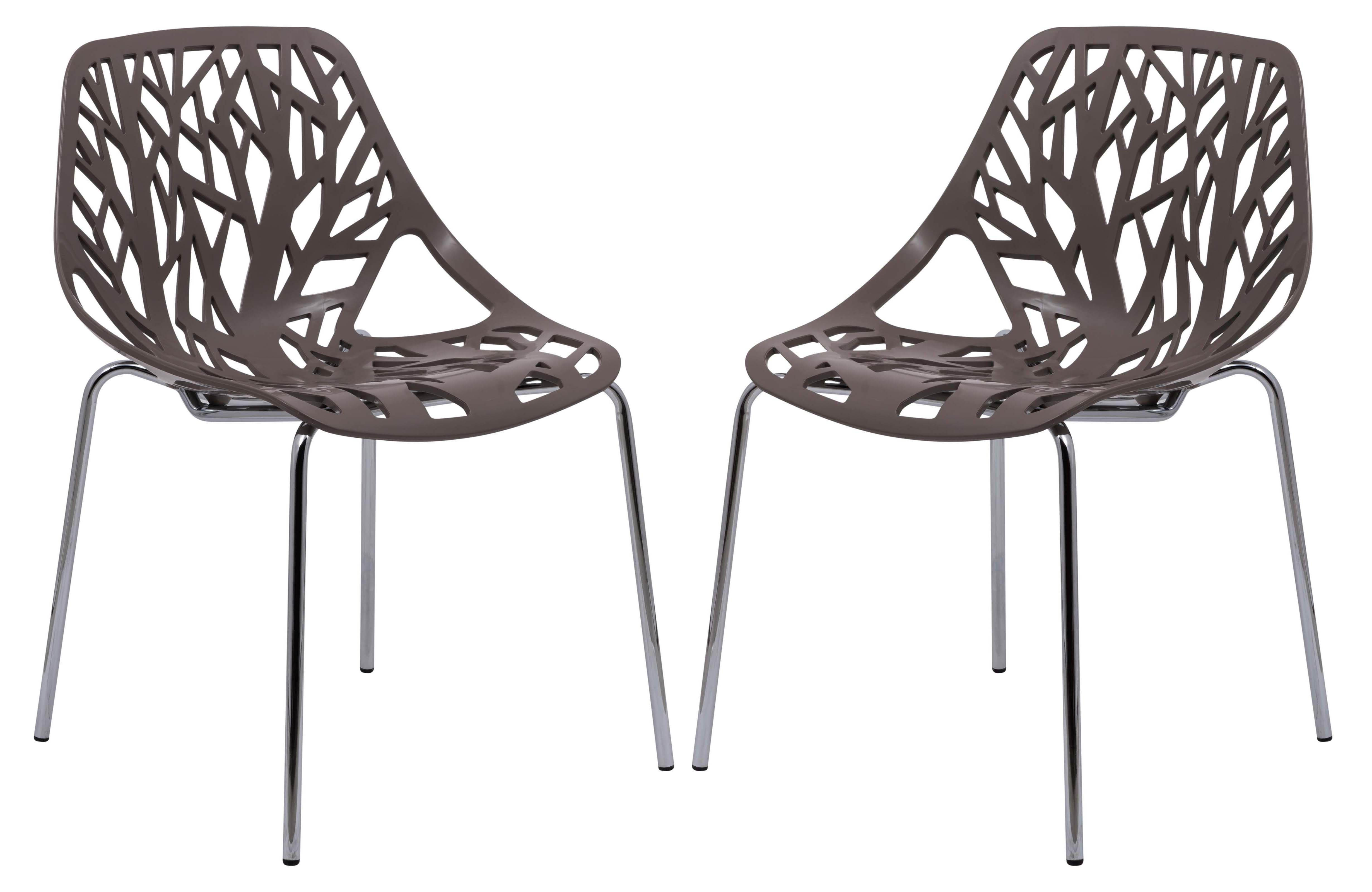 Design Edge Coledale 2  Taupe Chromed Legs Dining Chairs