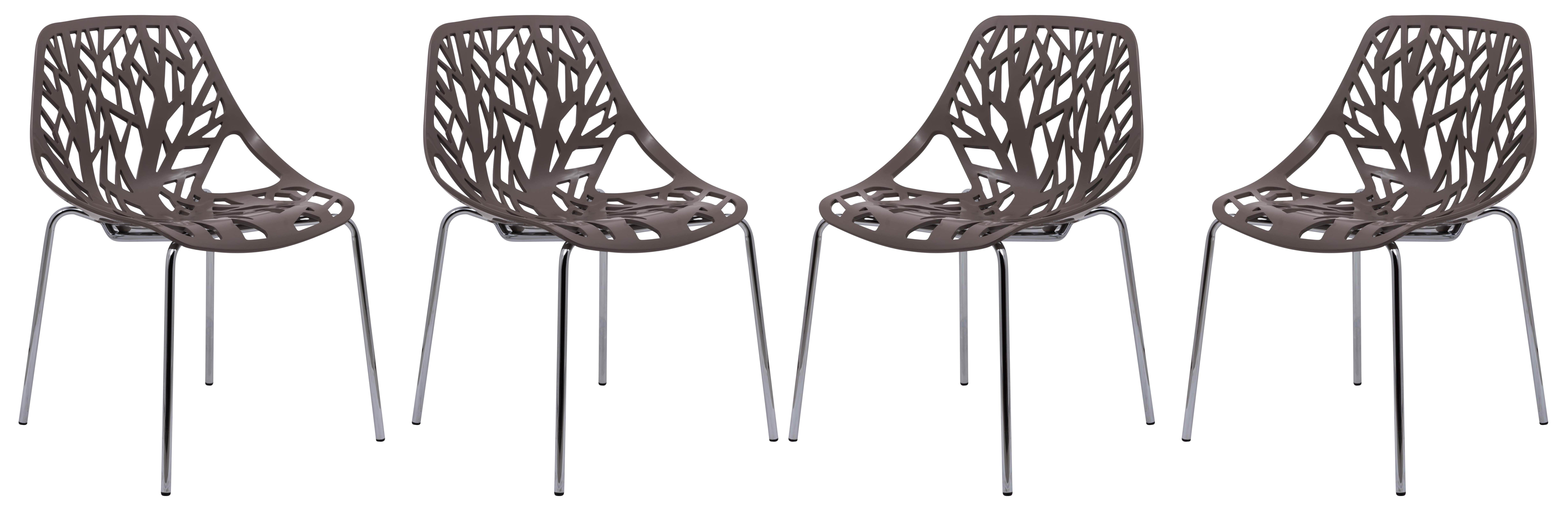 Design Edge Coledale 4  Taupe Chromed Legs Dining Chairs