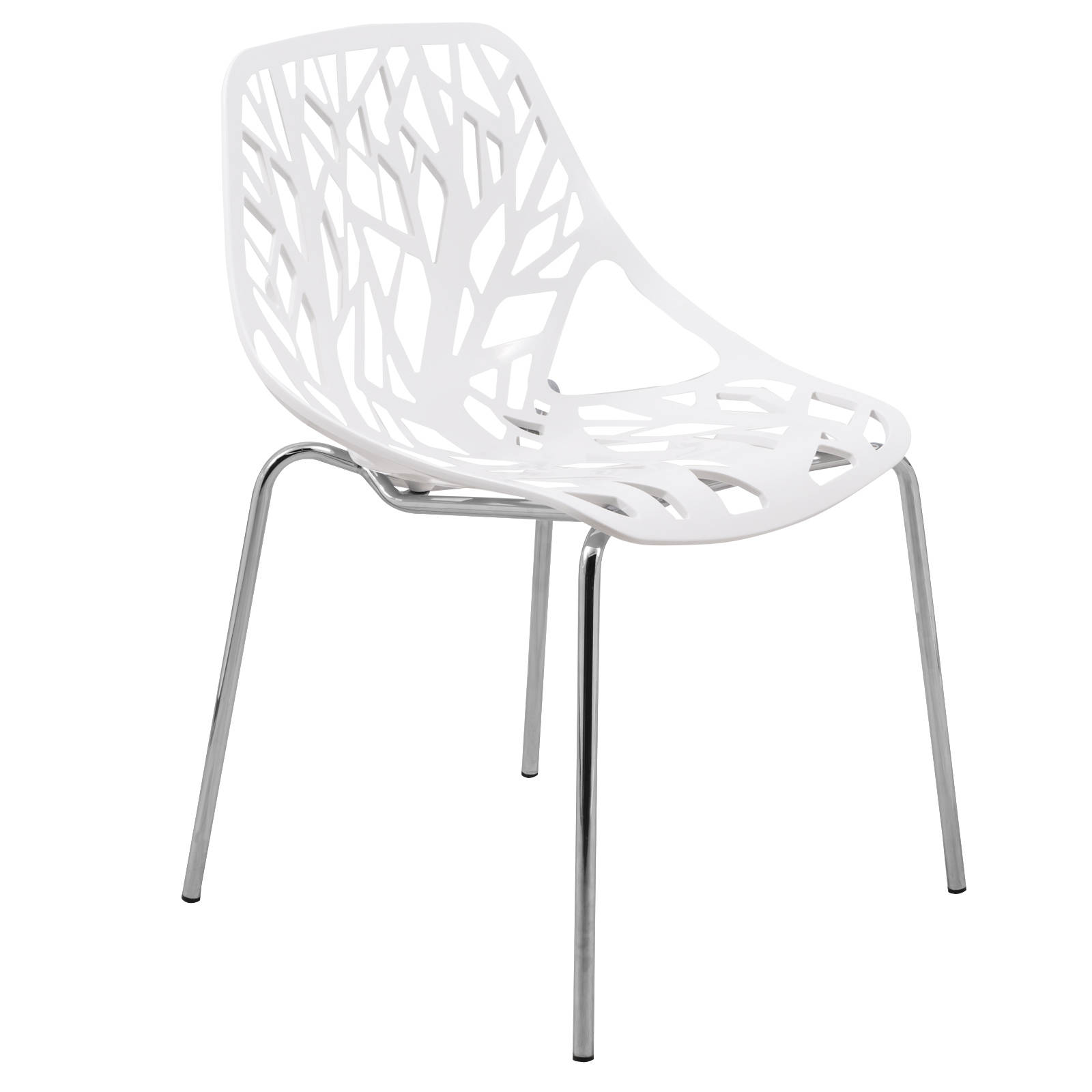 Design Edge Coledale  White Dining Chair with Chromed Legs